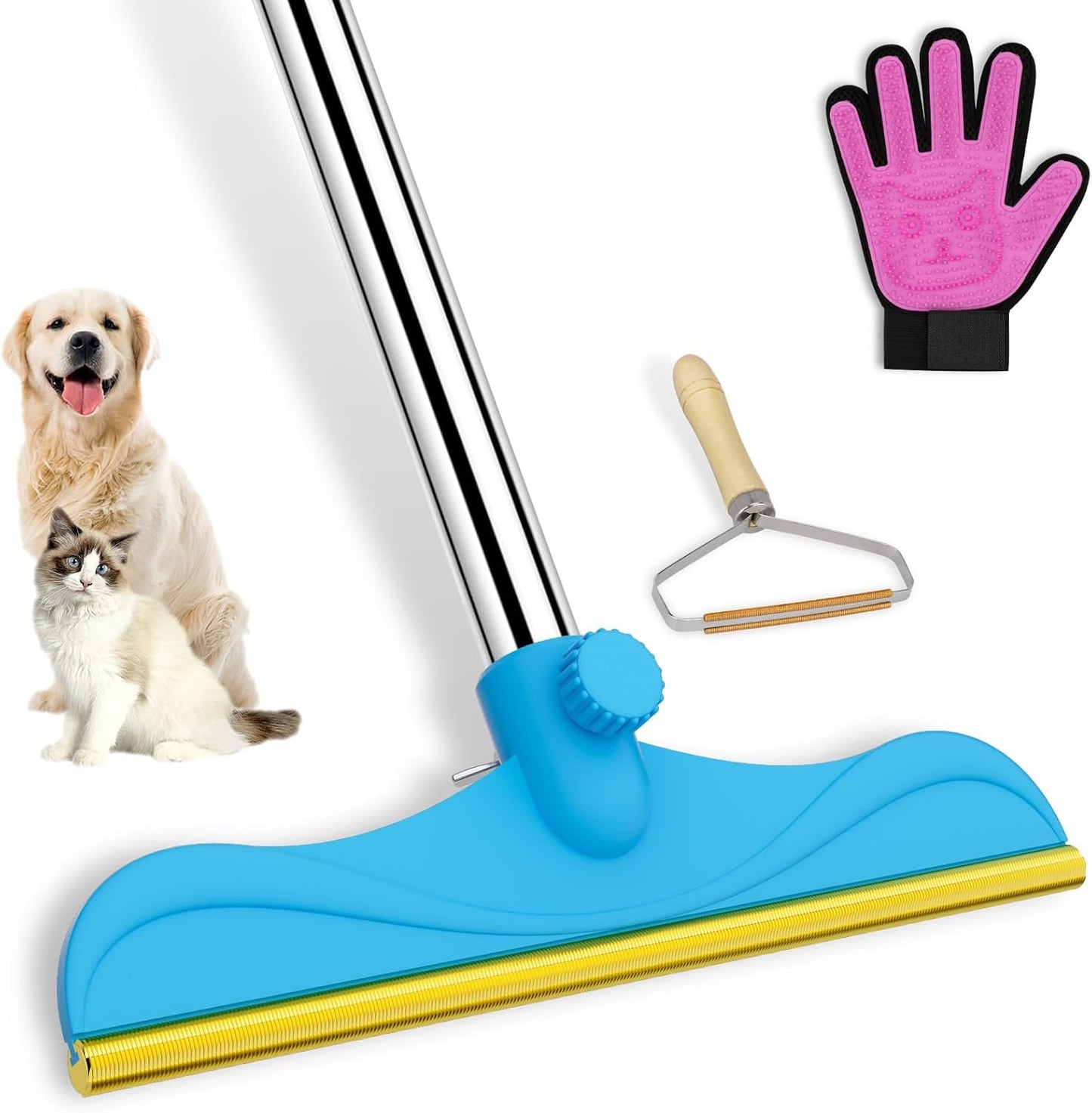3 in 1 Carpet Rake Kit for Pet Hair Removal Tool - 45”