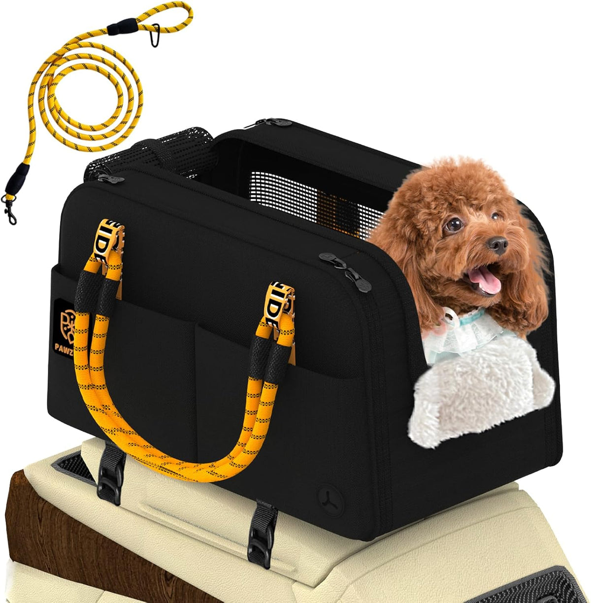 Center Console Dog Car Seat, Enclosed Small Dog Armrest