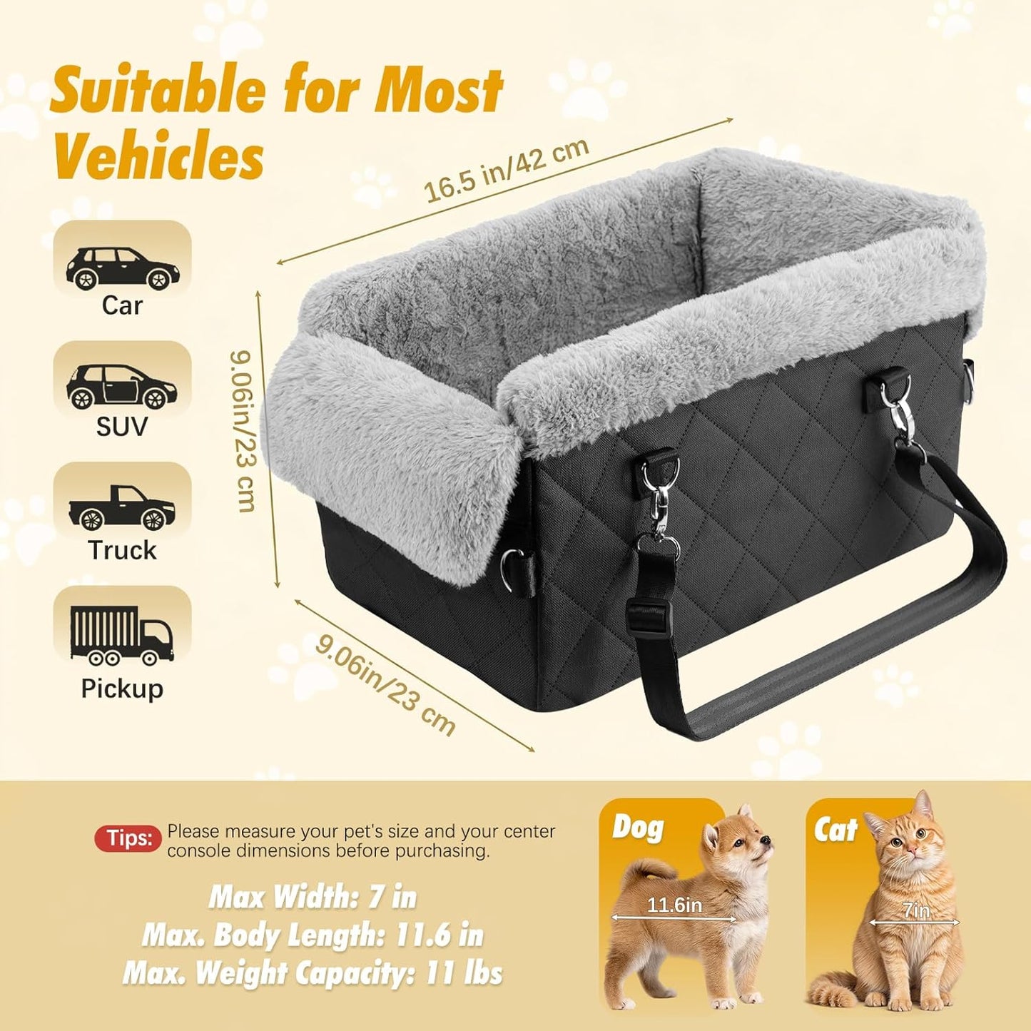 Upgraded Dog Car Seat for Center Console, Anti-Collapse