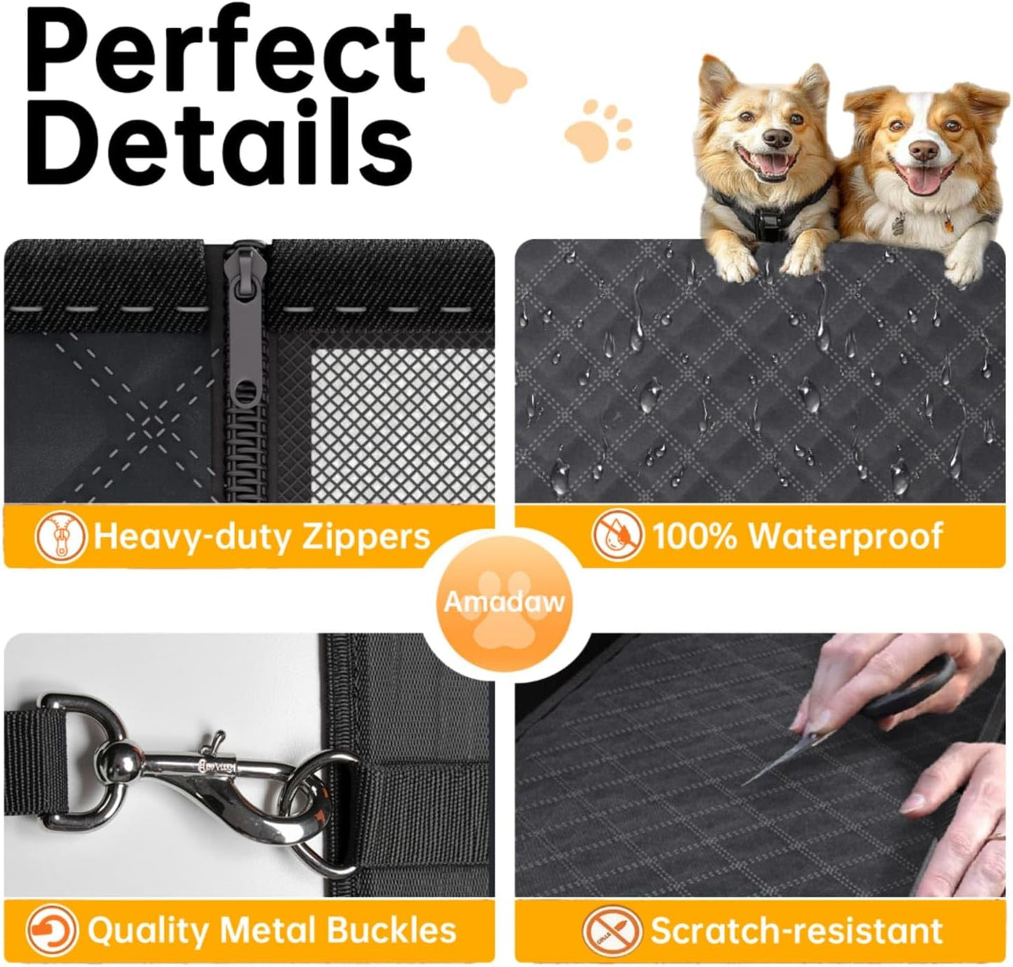 Dog Truck Seat Cover for Back Seat Hard Bottom, Powerful