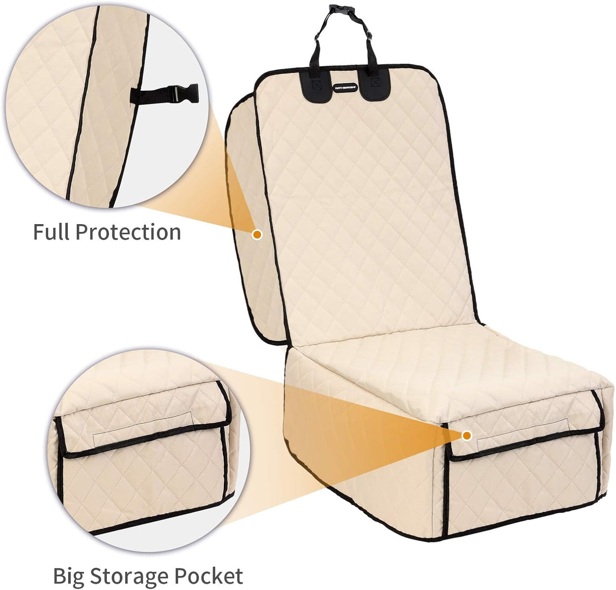 Dog Car Seat Covers 100% Waterproof Car Seat Protector for Pets Front Seat Scratch Proof Non-Slip Durable for Cars,Trucks & SUVs (Cream)