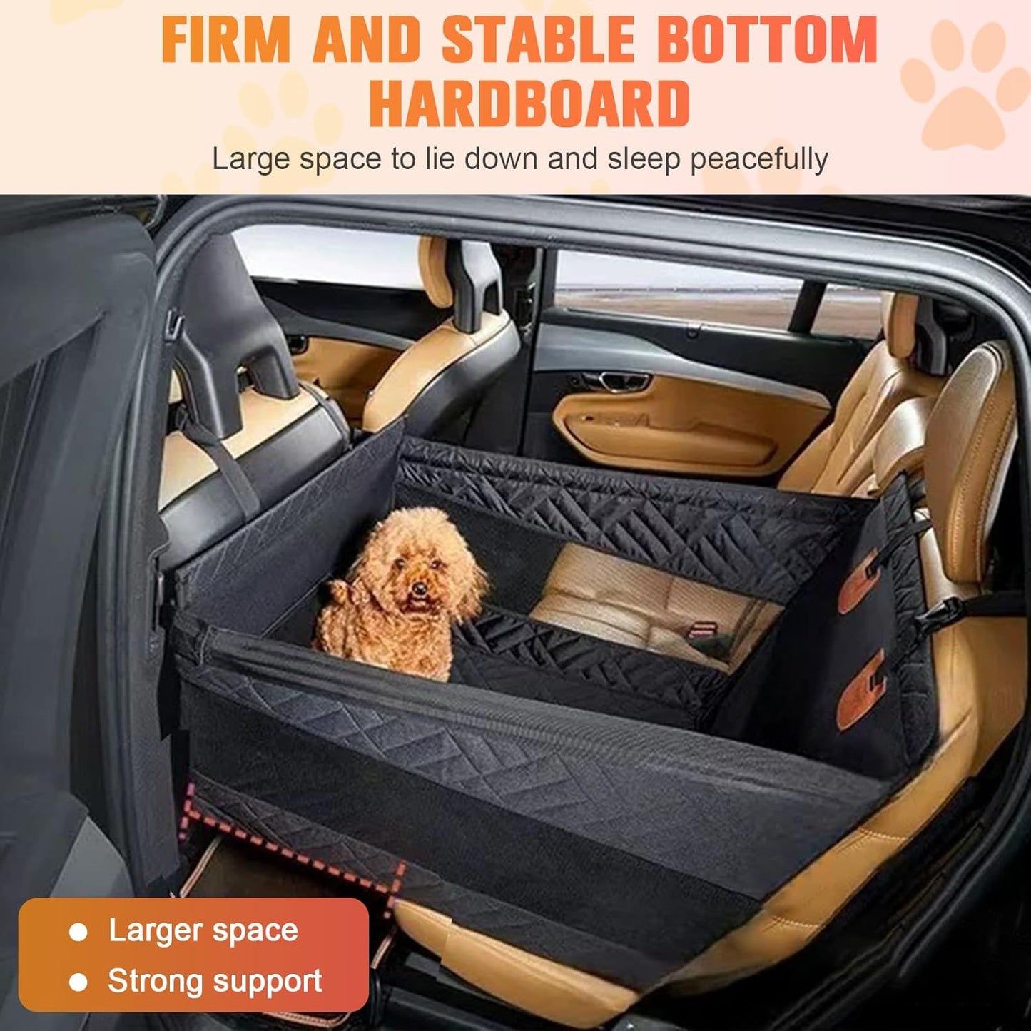 Dog Car Seat, Back Seat Extender for Dogs with 2 Mesh
