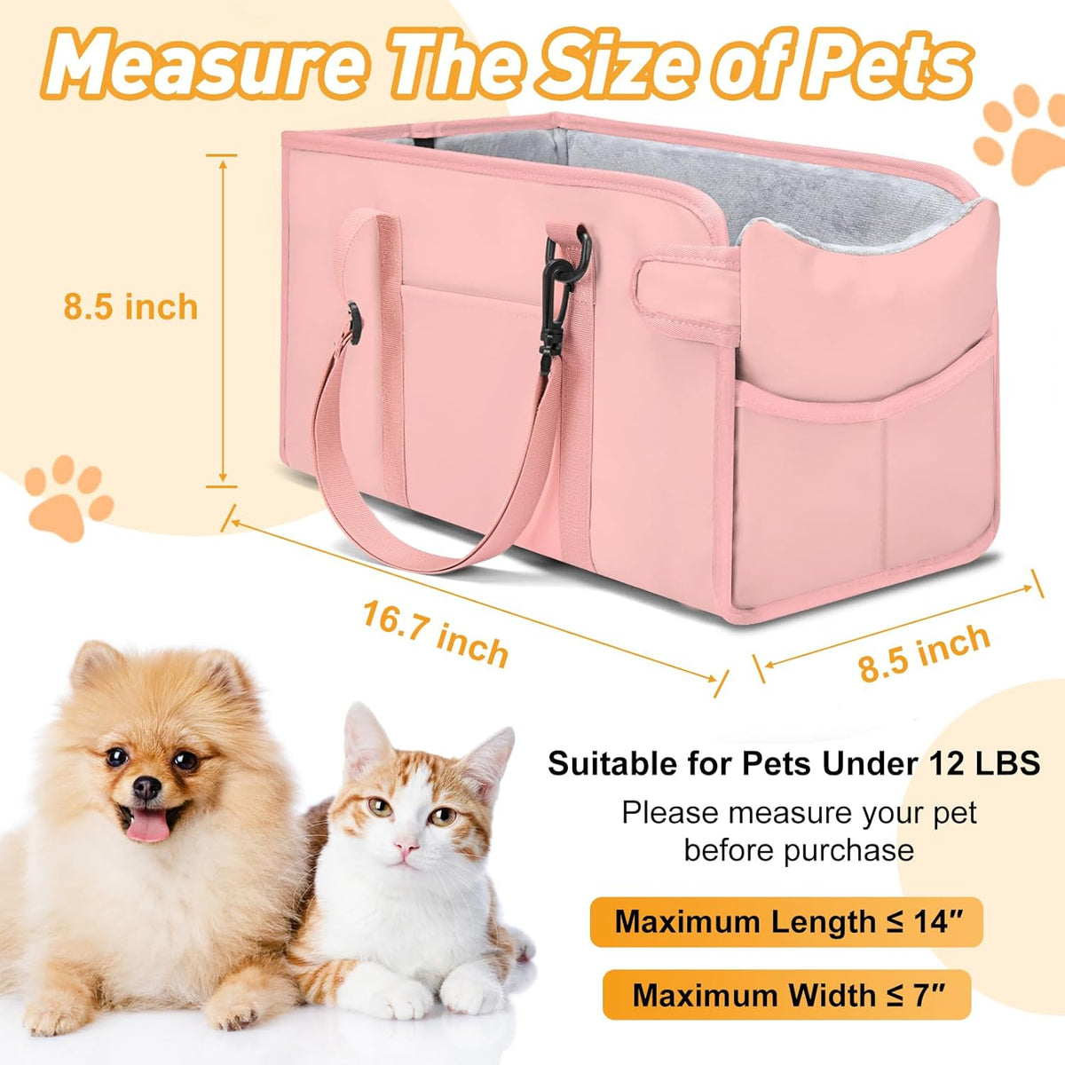 Portable Dog Car Seat for Small Dogs - Adjustable Safety