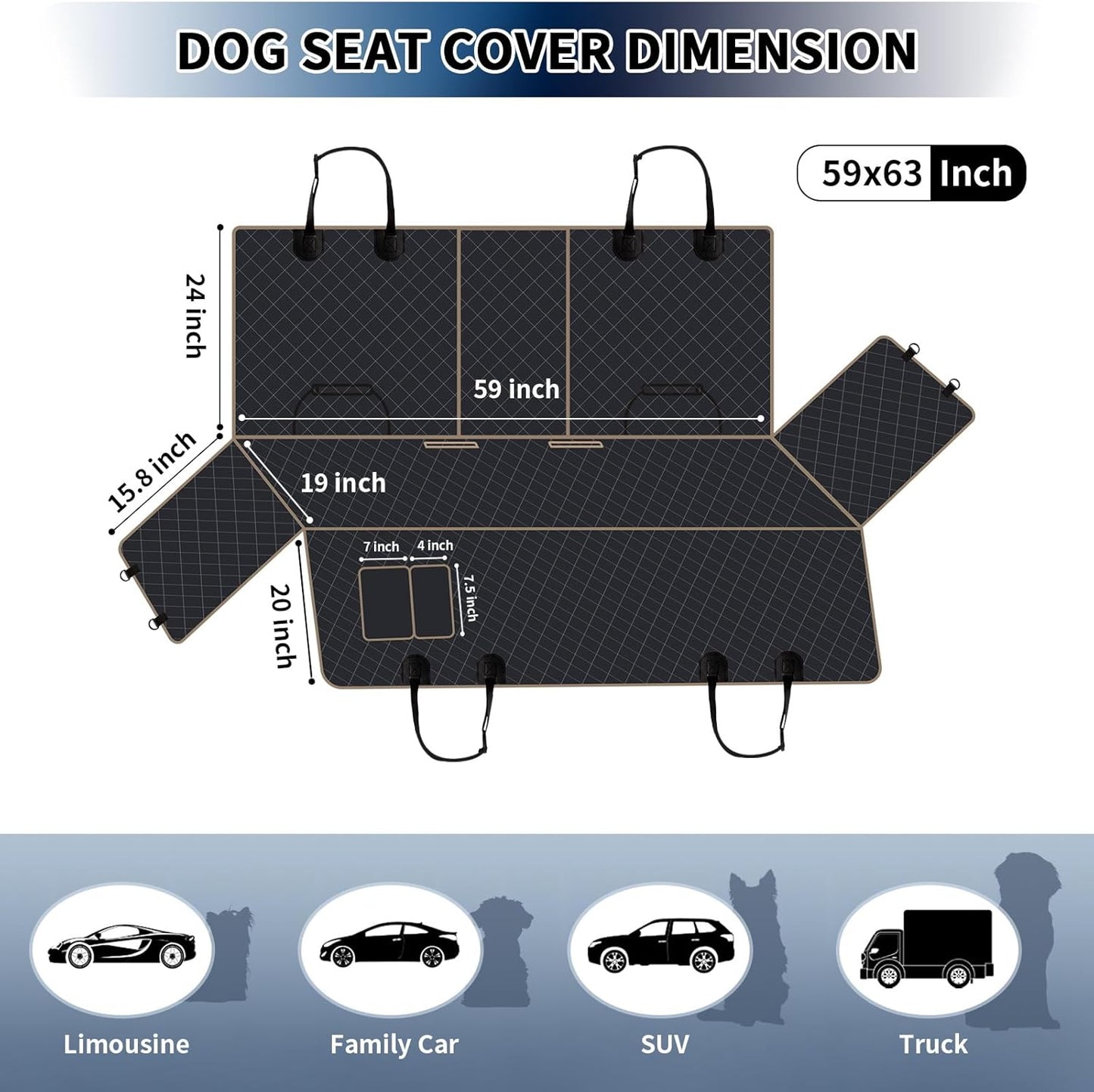 Dog Car Seat Cover for Back Seat, Dog Car Hammock with