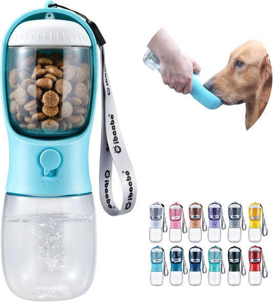 Dog Water Bottle with Food Container, Travel Puppy Water
