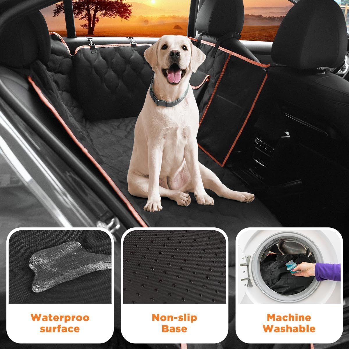 Waterproof Dog Car Seat Cover for Back Seat,Collapsible