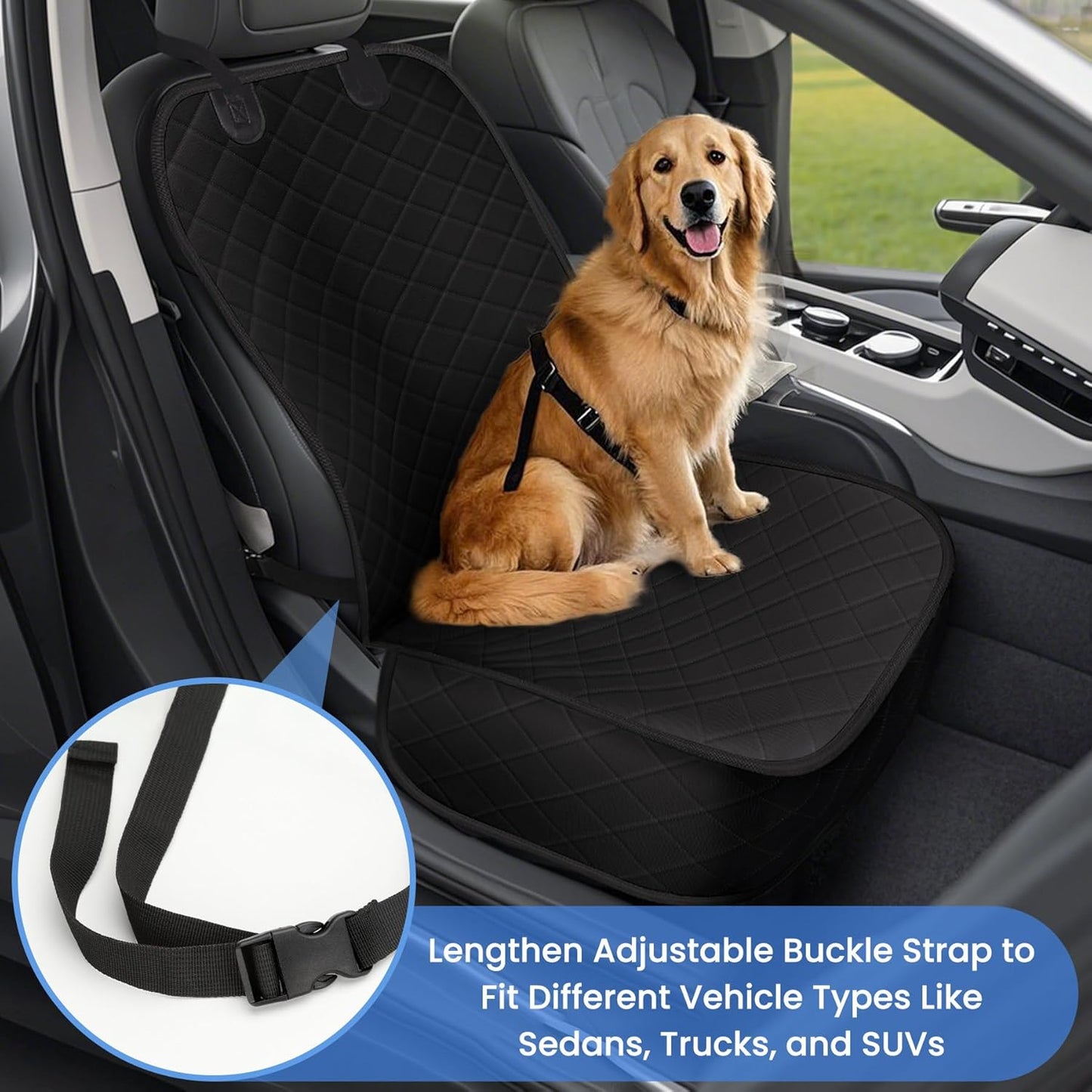 Dog Car Seat Covers, Waterproof Front Seat Cover for Dogs