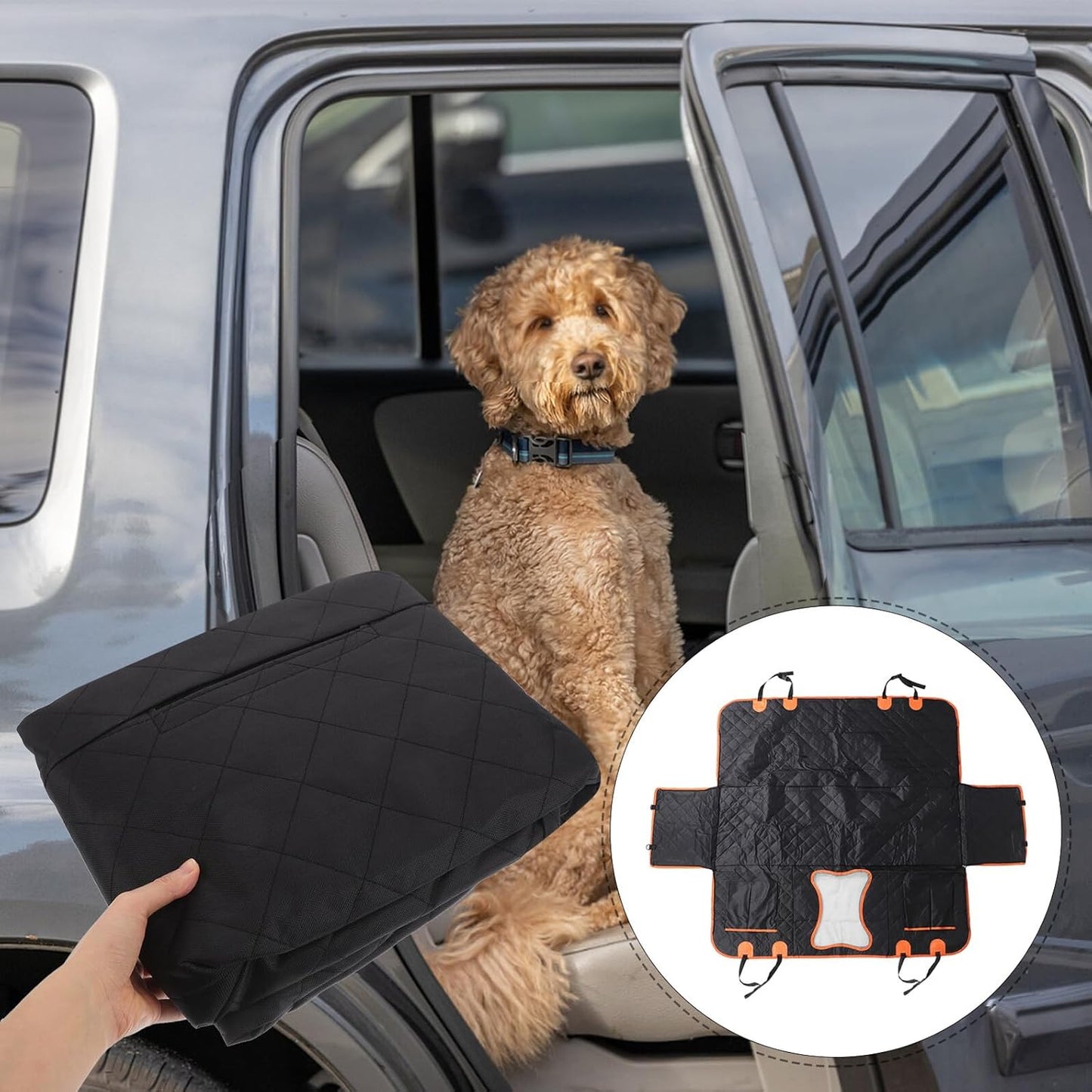 Back Seat Dog Cover and Car Protector for Dogs, Waterproof