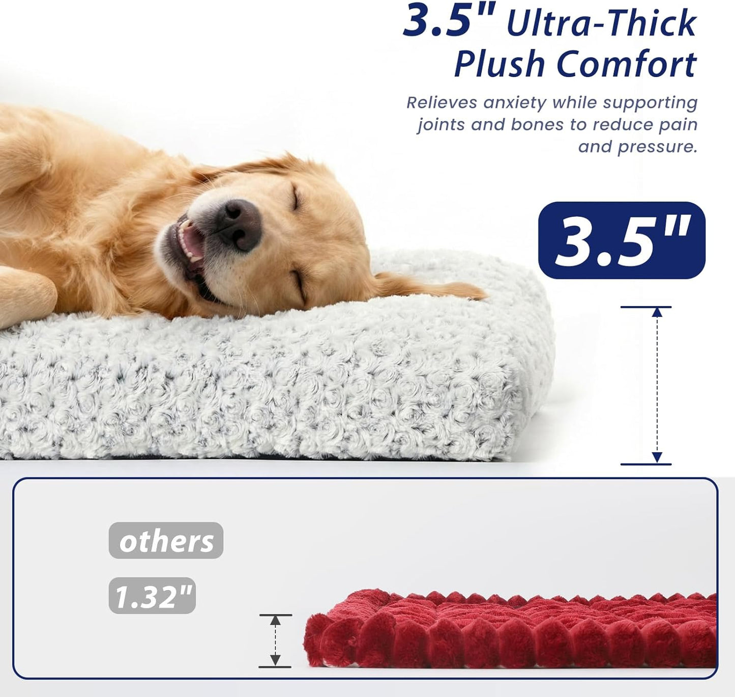 3.5" Thick Deluxe Plush Dog Bed Mat for Car, Comfy Dog Seat