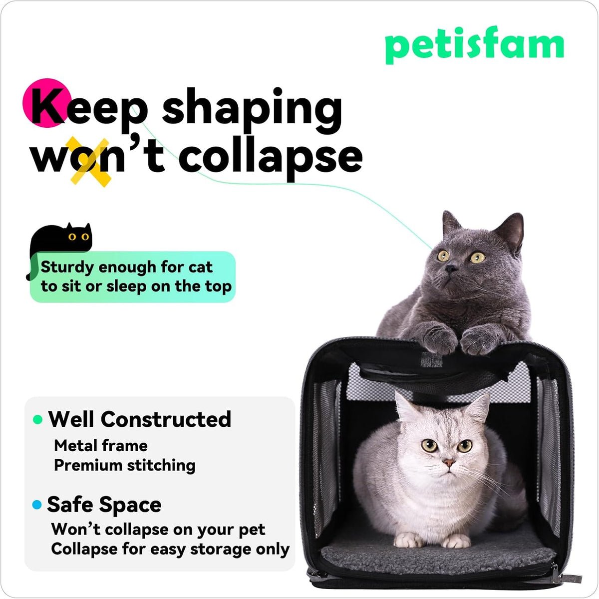 Soft Pet Carrier Bag for Cats and Puppy Under 20 lbs.