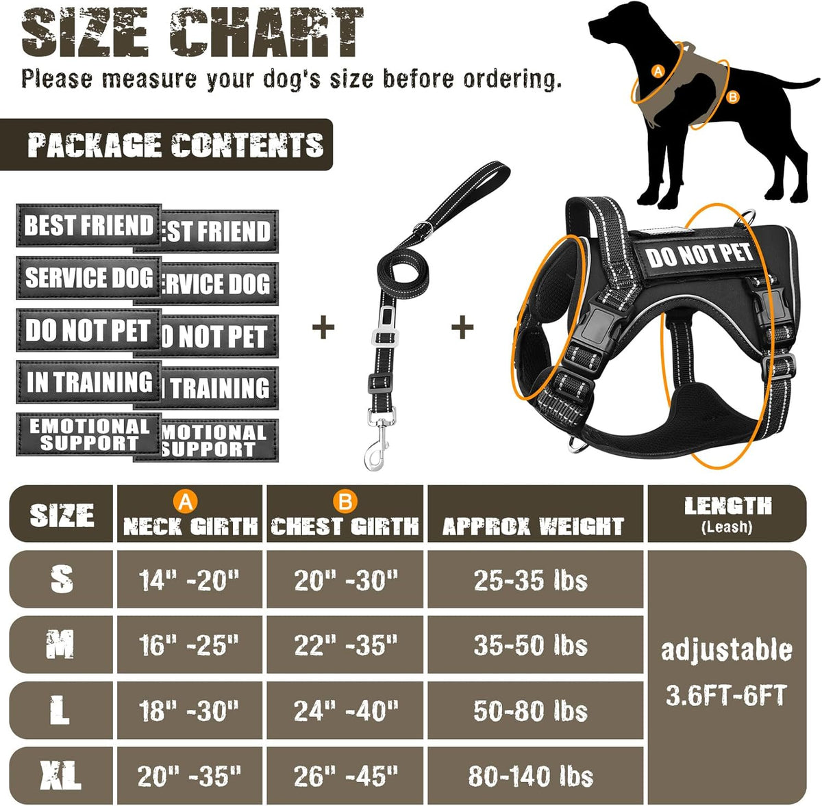Tactical Dog Harness and Leash Set for Large Dogs,Heavy