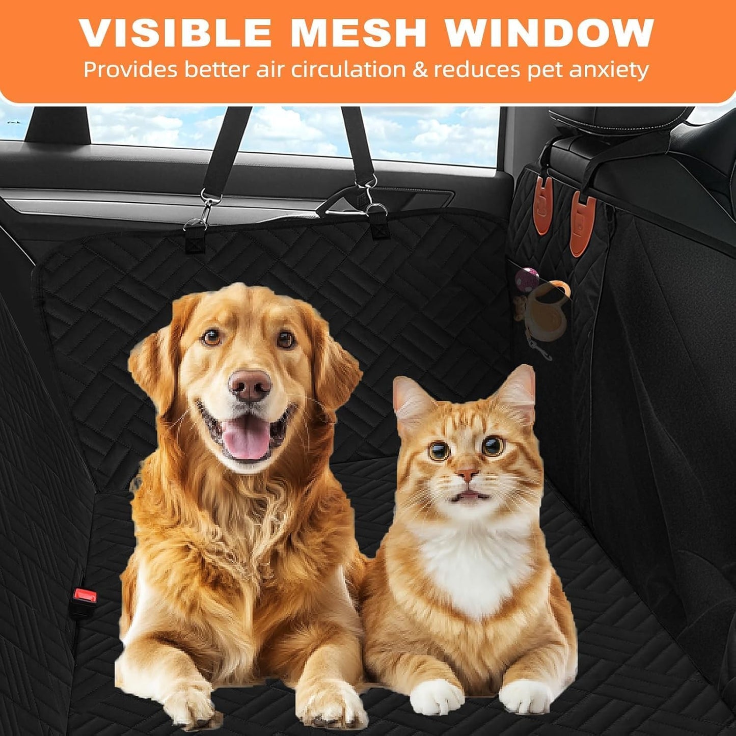 Dog Car Seat Cover for Back Seat, Hard Bottom Back Seat