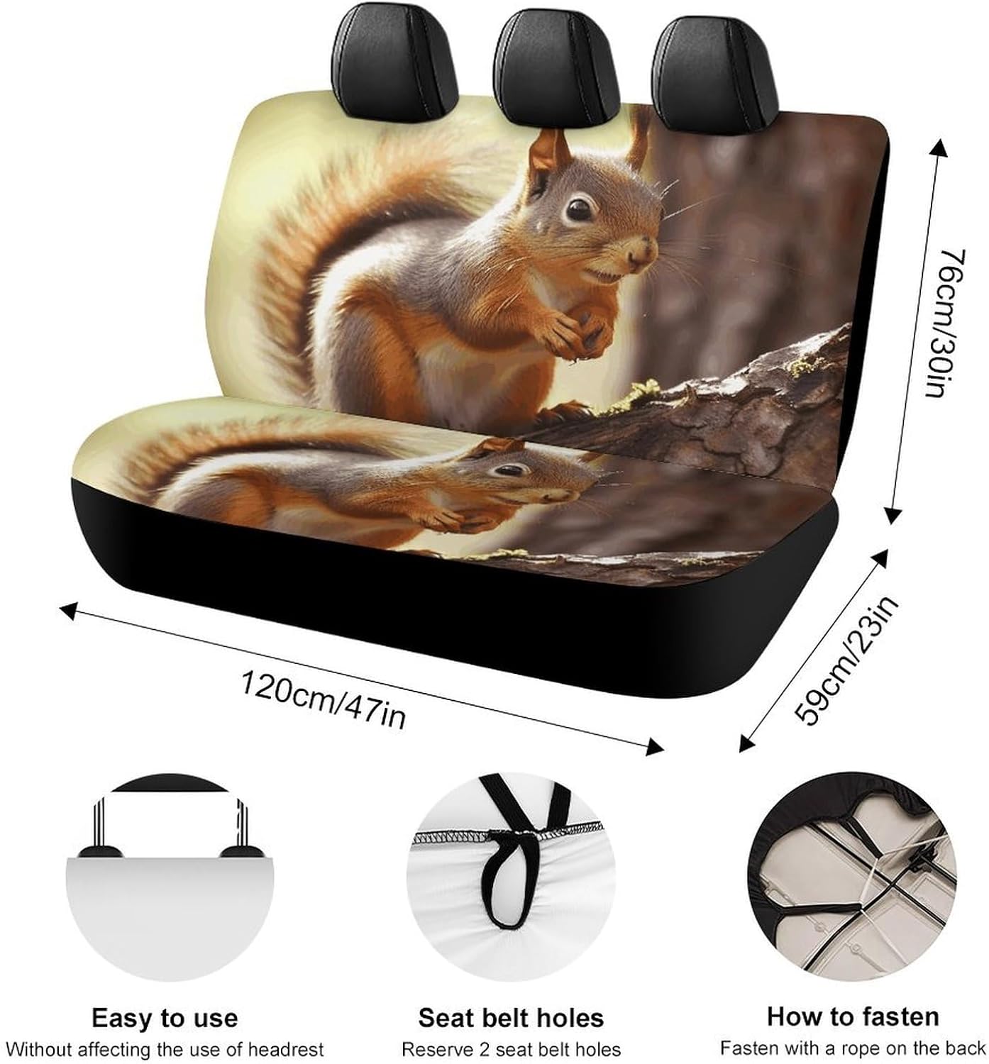 Funny Squirrel Dog Car Seat Covers Waterproof Truck Back