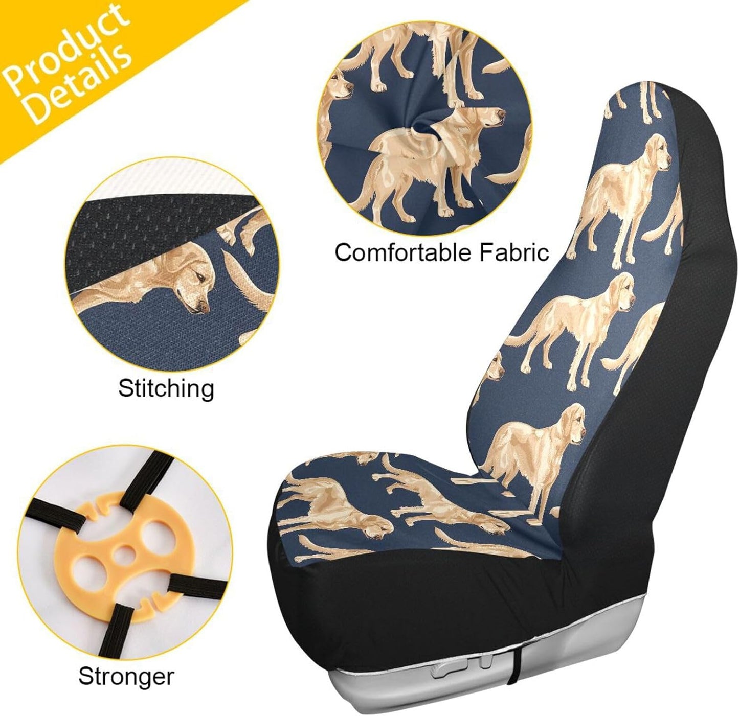 1PC Car Seat Cover Labrador Golden Retriever Dogs Front