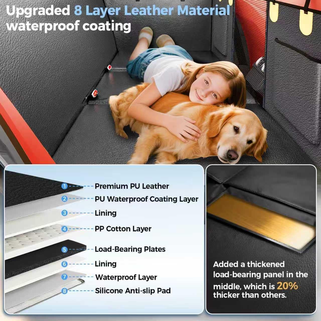2026 Upgraded Dog Car Seat Cover for Back Seat with Hard