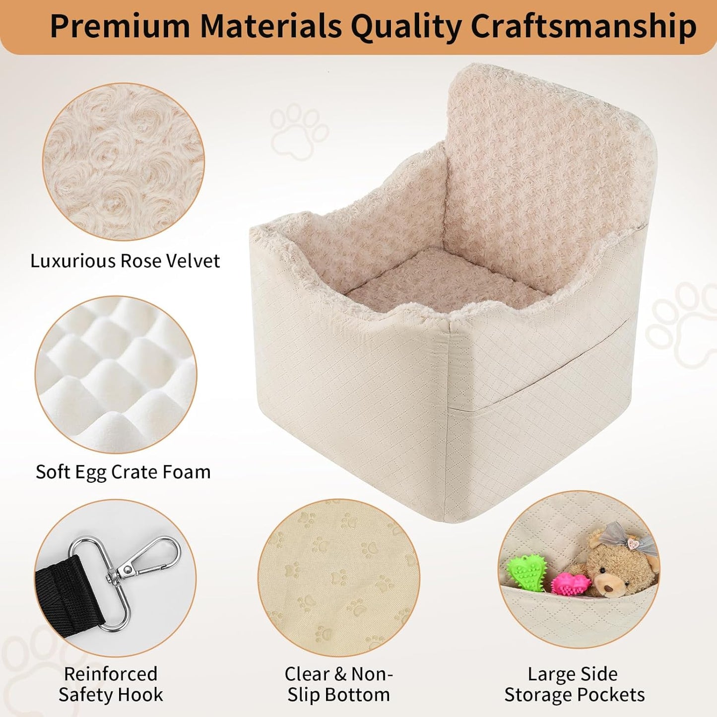 Dog Car Seat for Small Medium Dogs - 6.7inch Elevated Dog