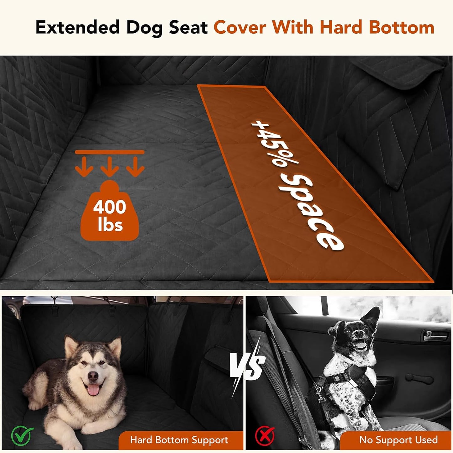 Dog Car Seat Cover for Back Seat, 600D Heavy-Duty Oxford