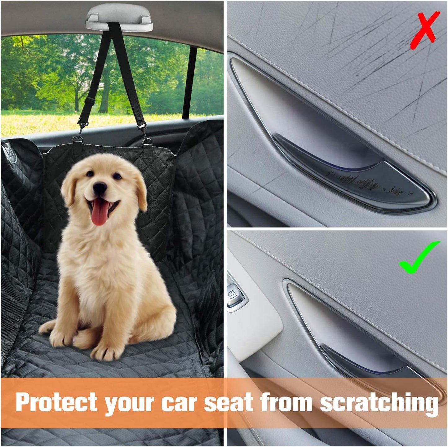 Dog Car Seat Cover with Mesh Window, Pet Seat Cover for