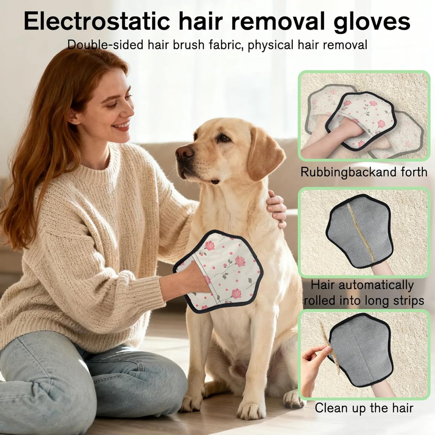Pet Hair Removal Glove for Dogs Cats Reusable Washable Set