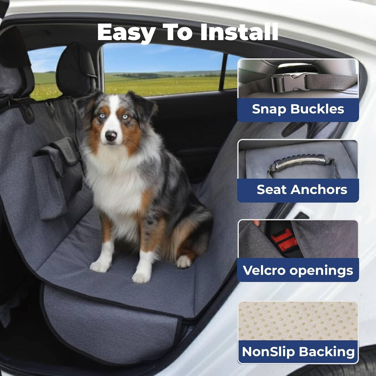 Waterproof Dog Car Seat Cover for Back Seat, Scratch-Proof