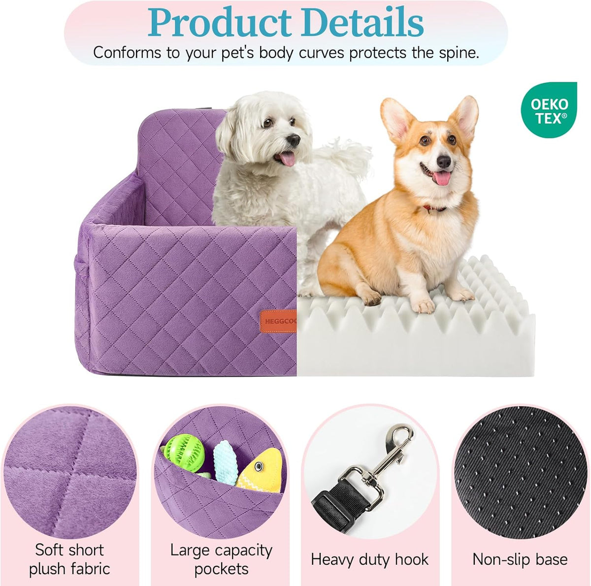 Dog Car Seat for Medium/Large Dogs, Pet Booster Seat for