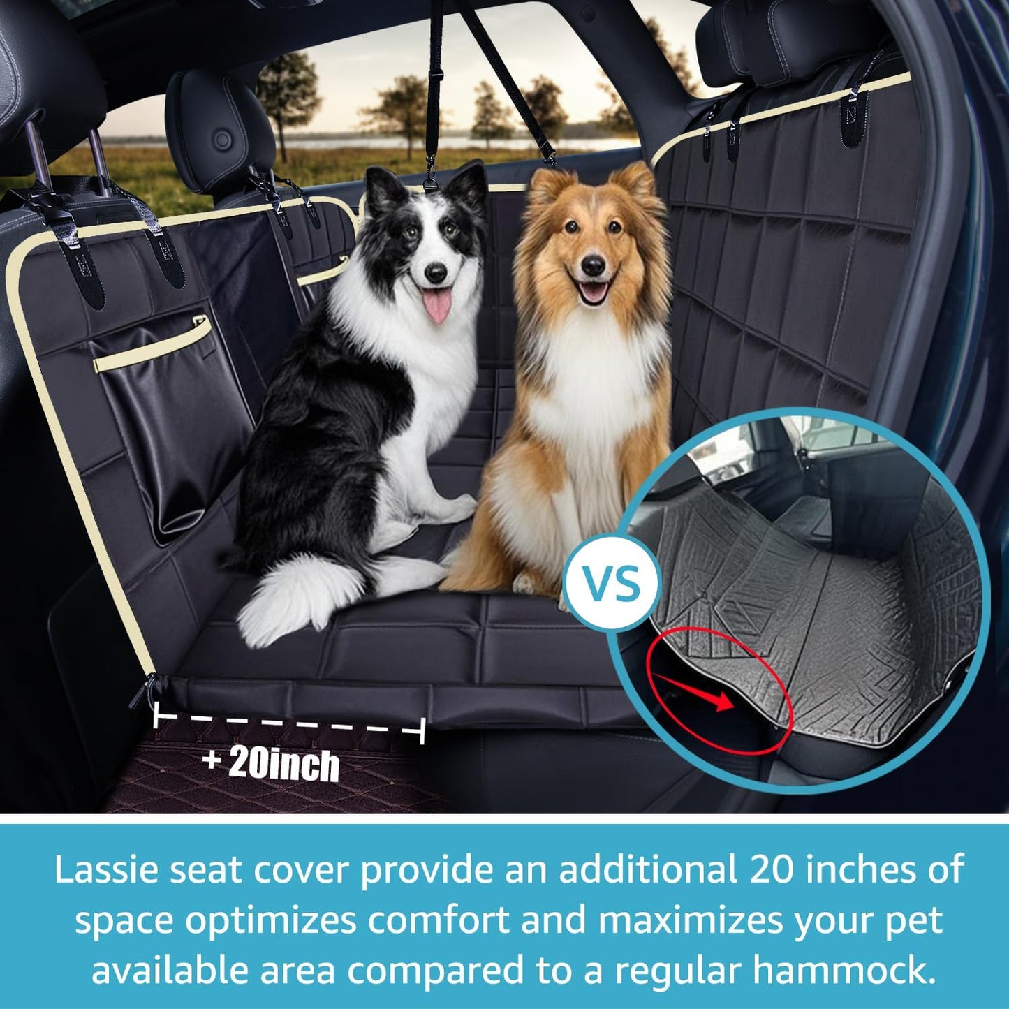Heavy-Duty Dog Car Hammock with Mesh Window & Hard Bottom