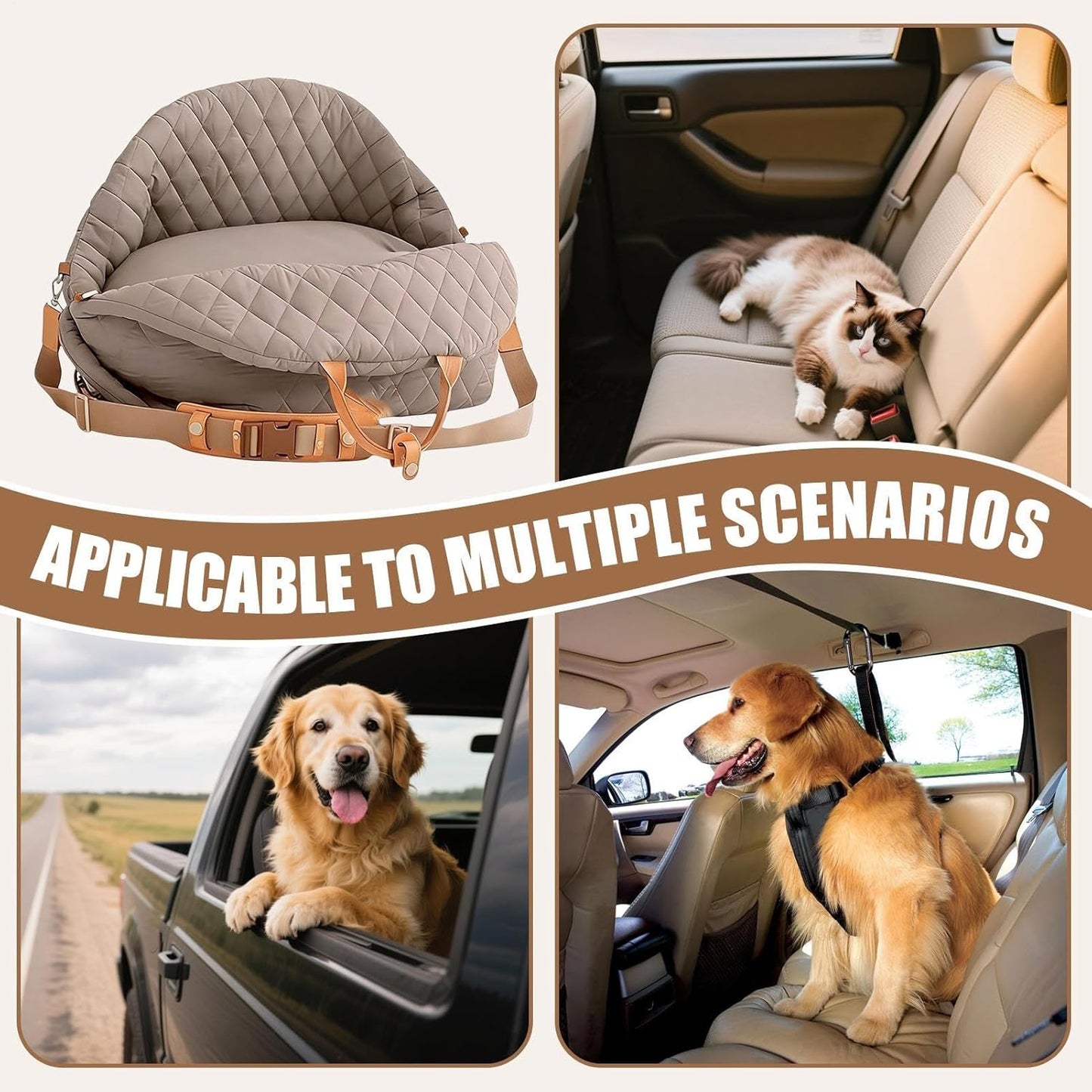 Dog Car Seat for Medium & Small Dogs - Waterproof with