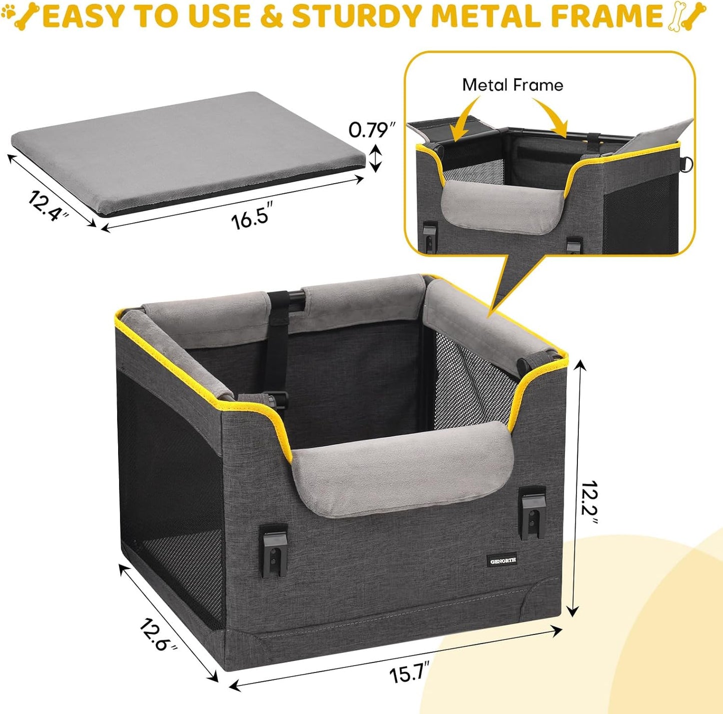 Dog Car Seat for Small Dogs,Detachable Pet Car Seat Under