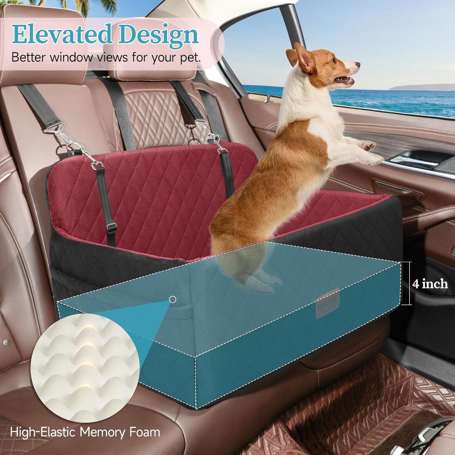 Dog Car Seat for Medium/Large Dogs, Pet Booster Seat for