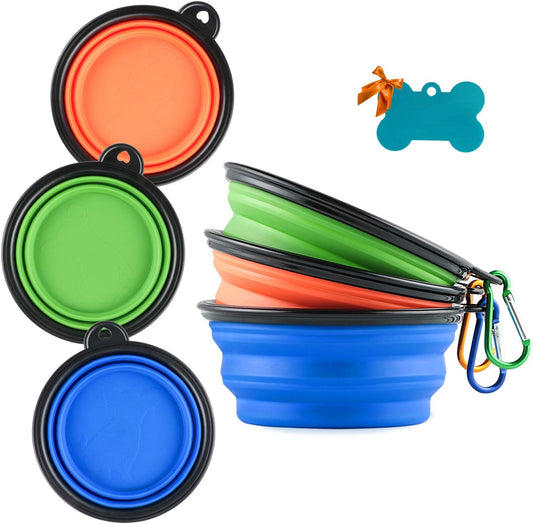 3 Collapsible Silicone Dog Bowl, Foldable Expandable Cup
