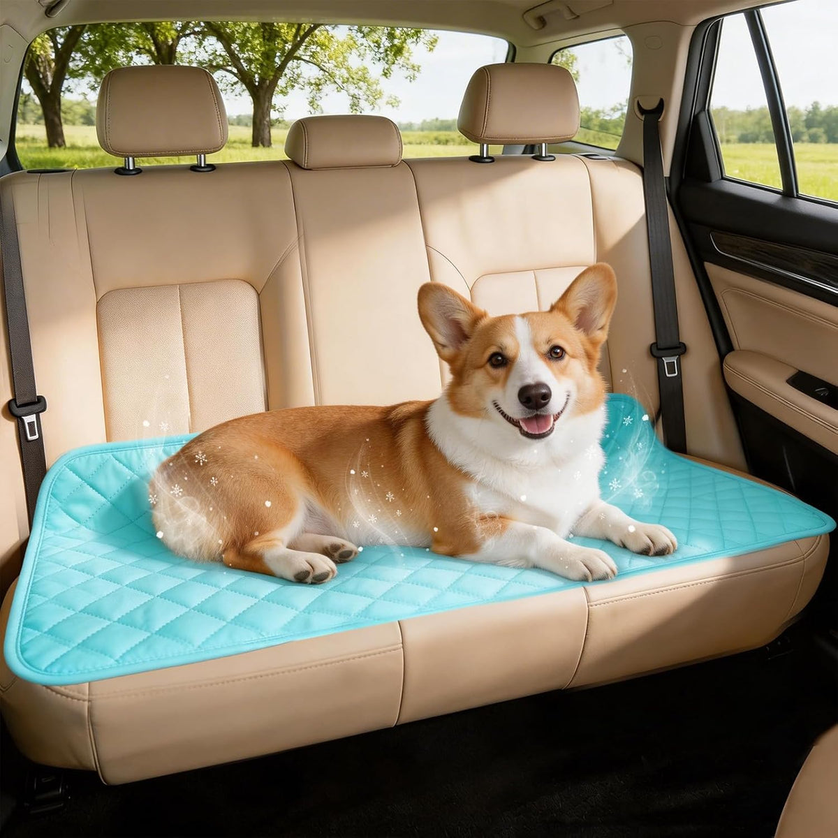 Dog Cooling Mat, Ice Silk Pet Cooling Pad for Car Back