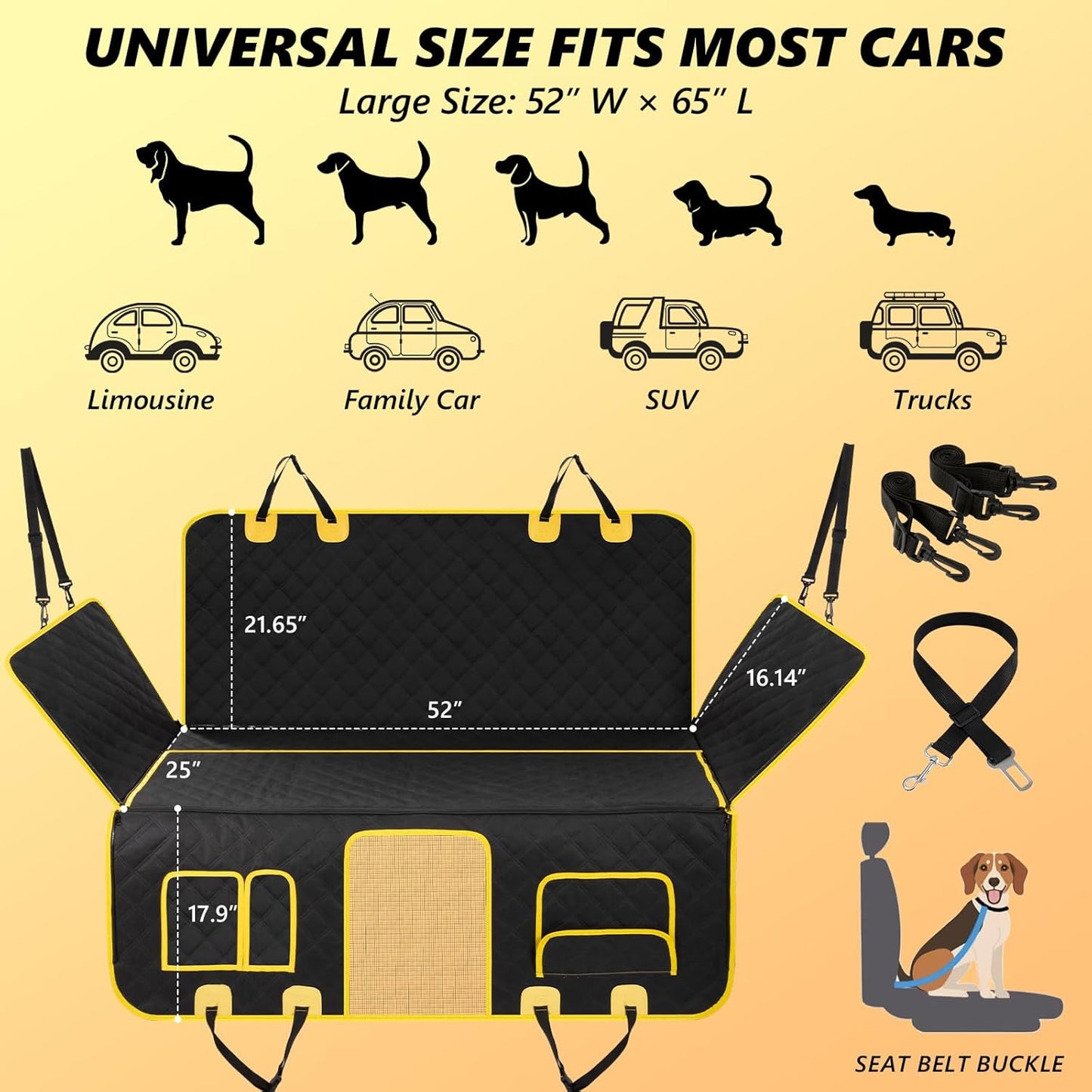 Dog Car Seat Cover: Waterproof Back Seat Extender for Dogs