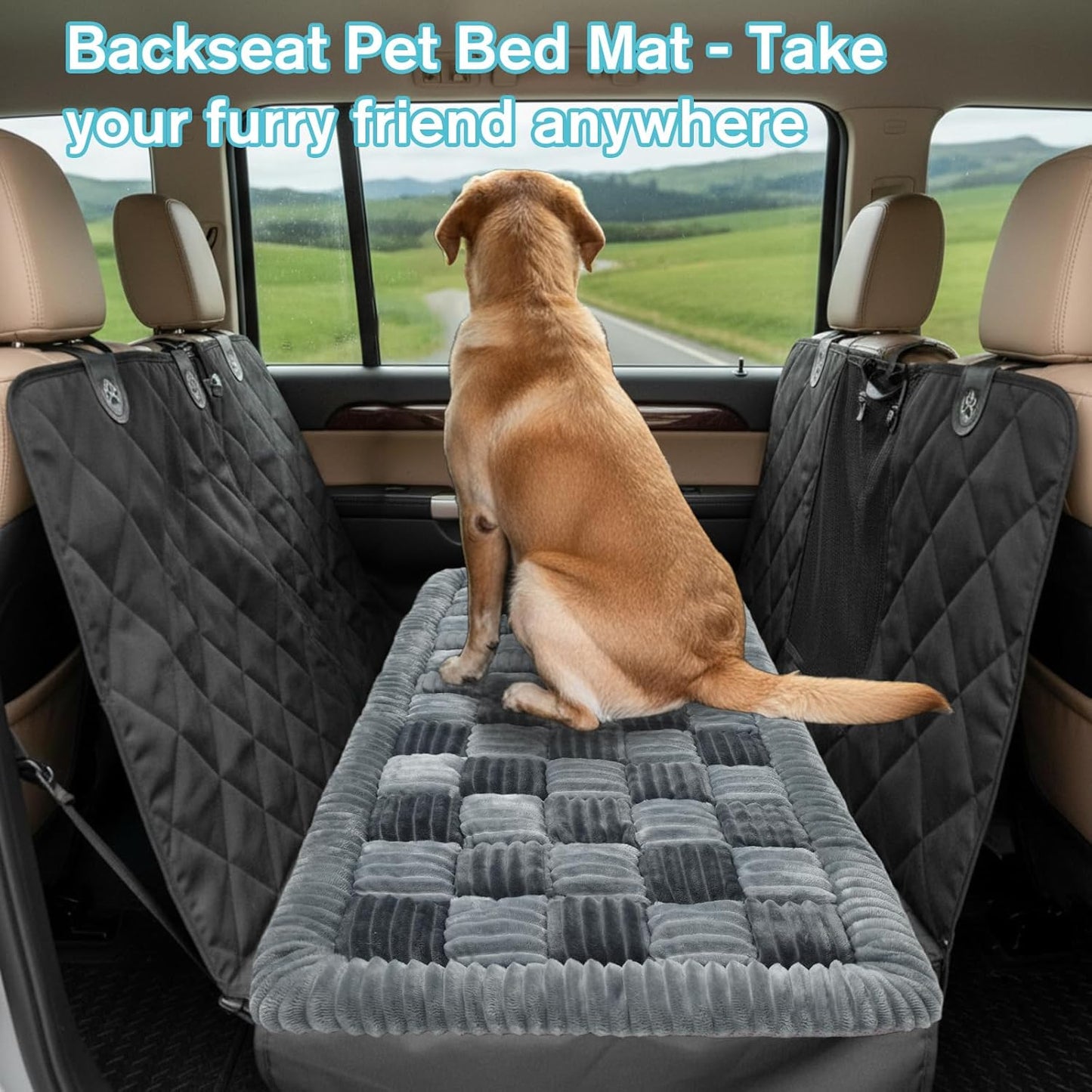 Dog Bed for Car Back Seat - Non-Slip, Washable Dog Mat for
