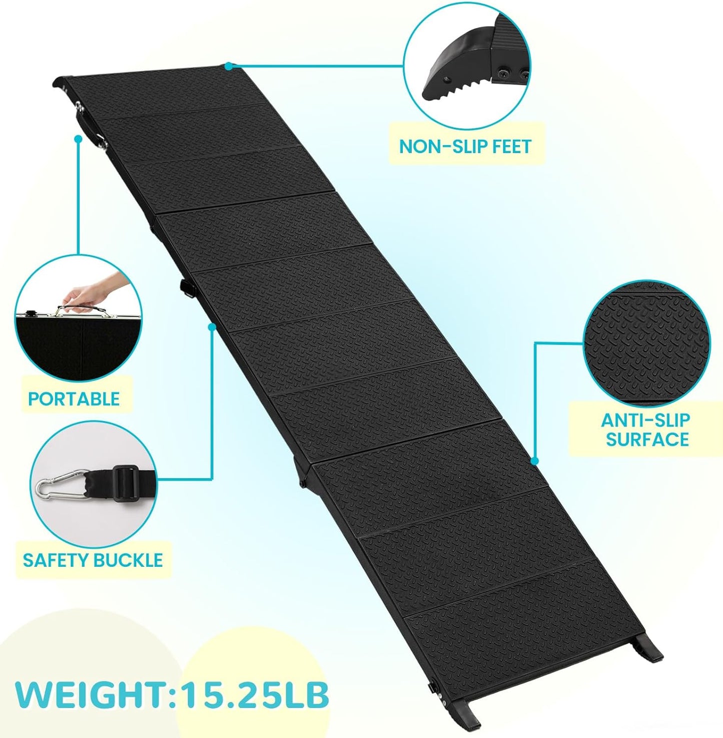 71" Long Dog Ramp for Car, Folding Pet Ramps for Large Dogs