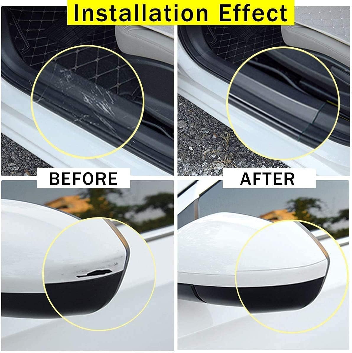 QBUC Car Door Entry Guards Scratch Cover Protector Paint Threshold Guard,Front Rear Door Entry Sill Guard Scuff Plate for Most Cars,2.7in9.8ft(7cm*3m) Transparent