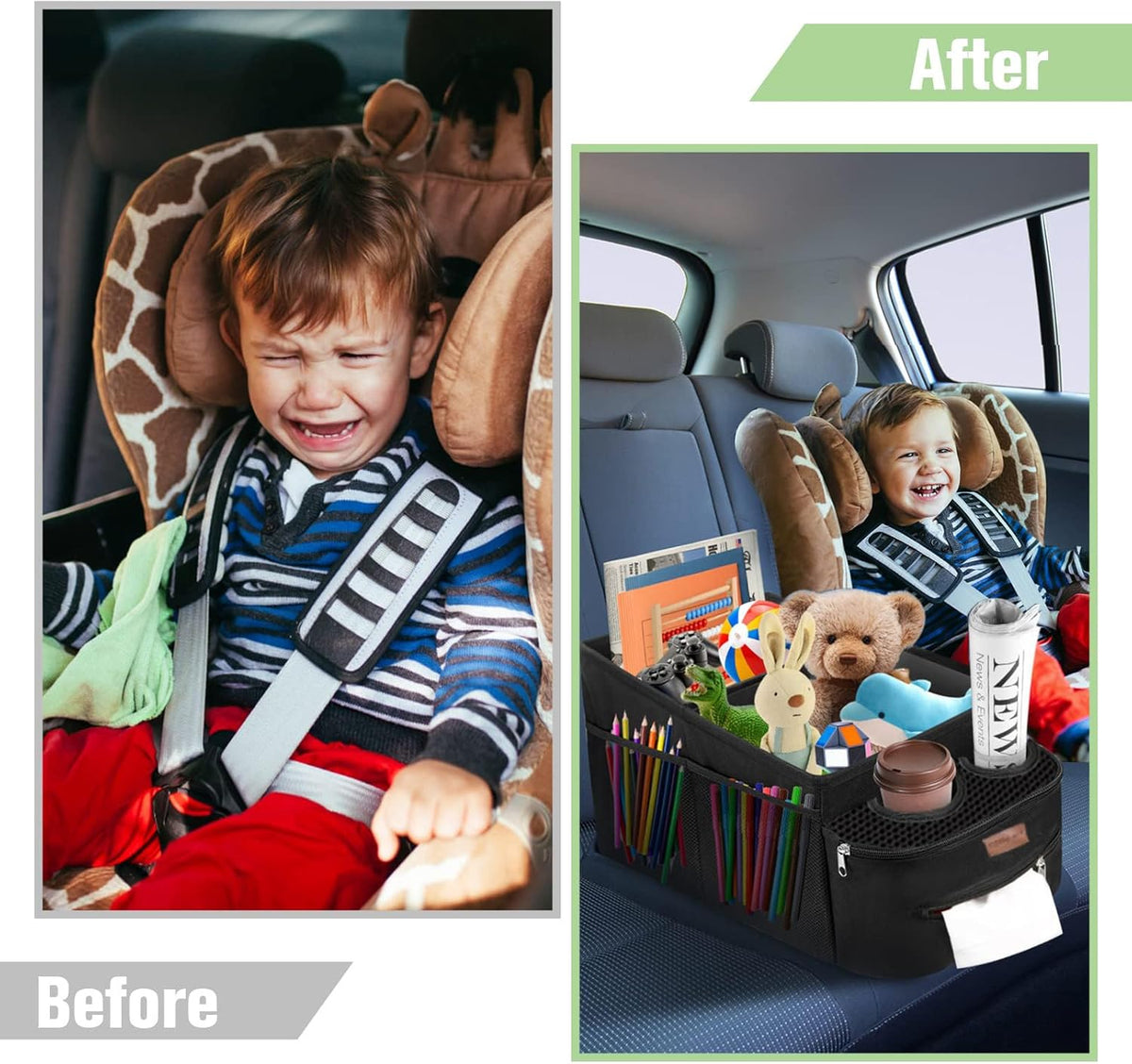 Car Backseat Organizer for Cars, Collapsible Front Seat