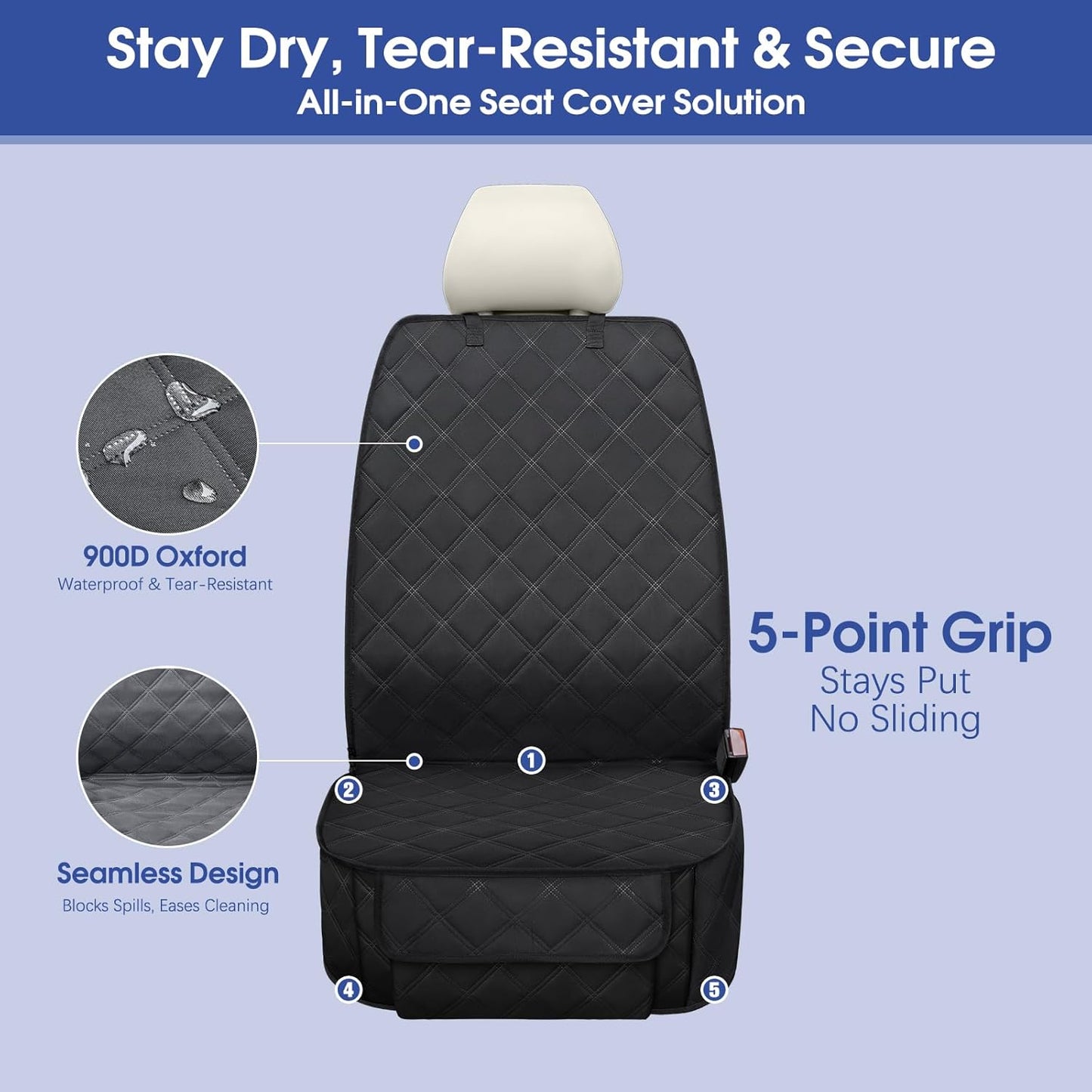 Heavy Duty Front Seat Cover with Side Flaps - Waterproof