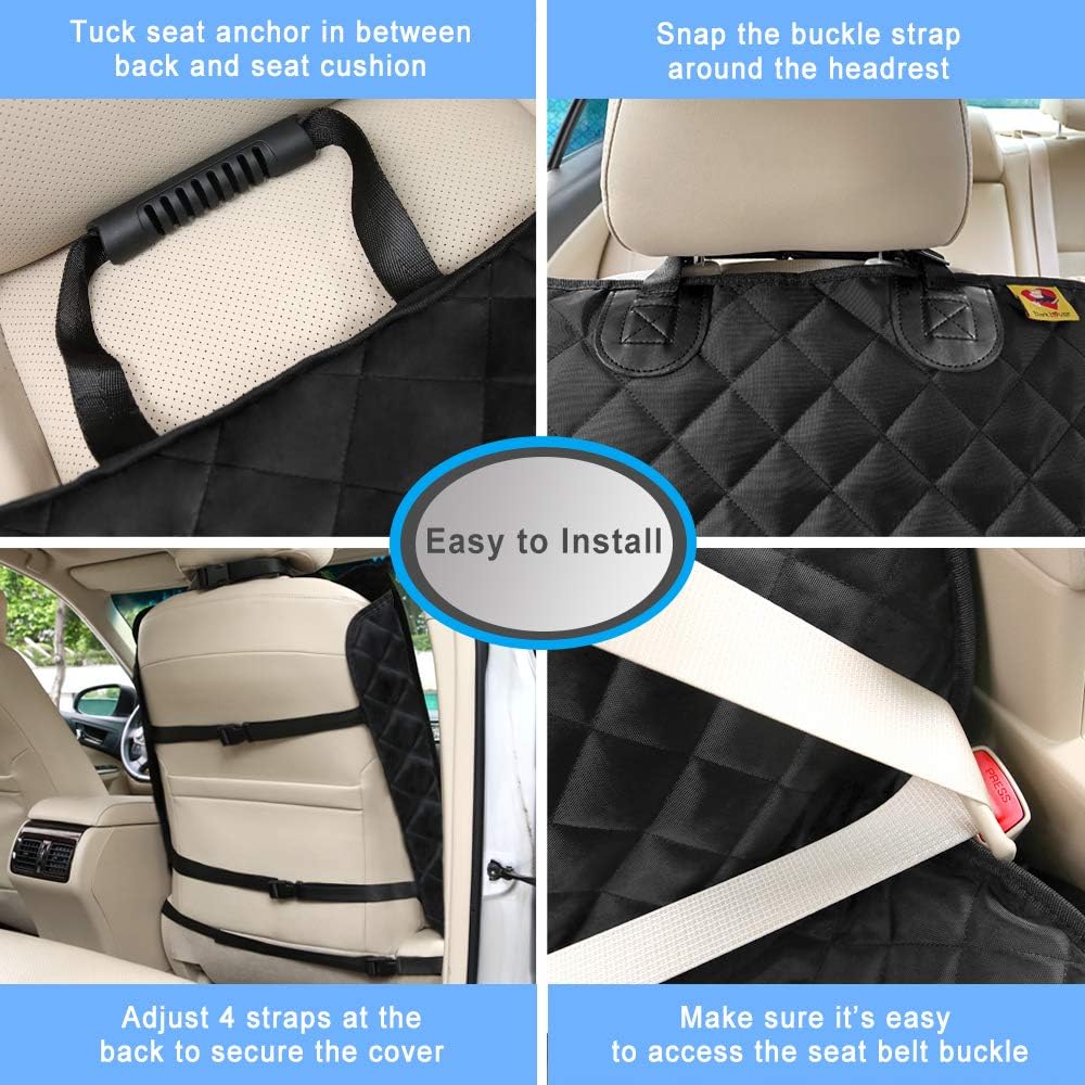 Bark Lover Deluxe Dog Seat Cover for Front Seat-More Durable Waterproof Front Seat Protector, High Heat Resistant and Nonslip Front Seat Cover for Dogs Kids, Universal Size (Black MAT)