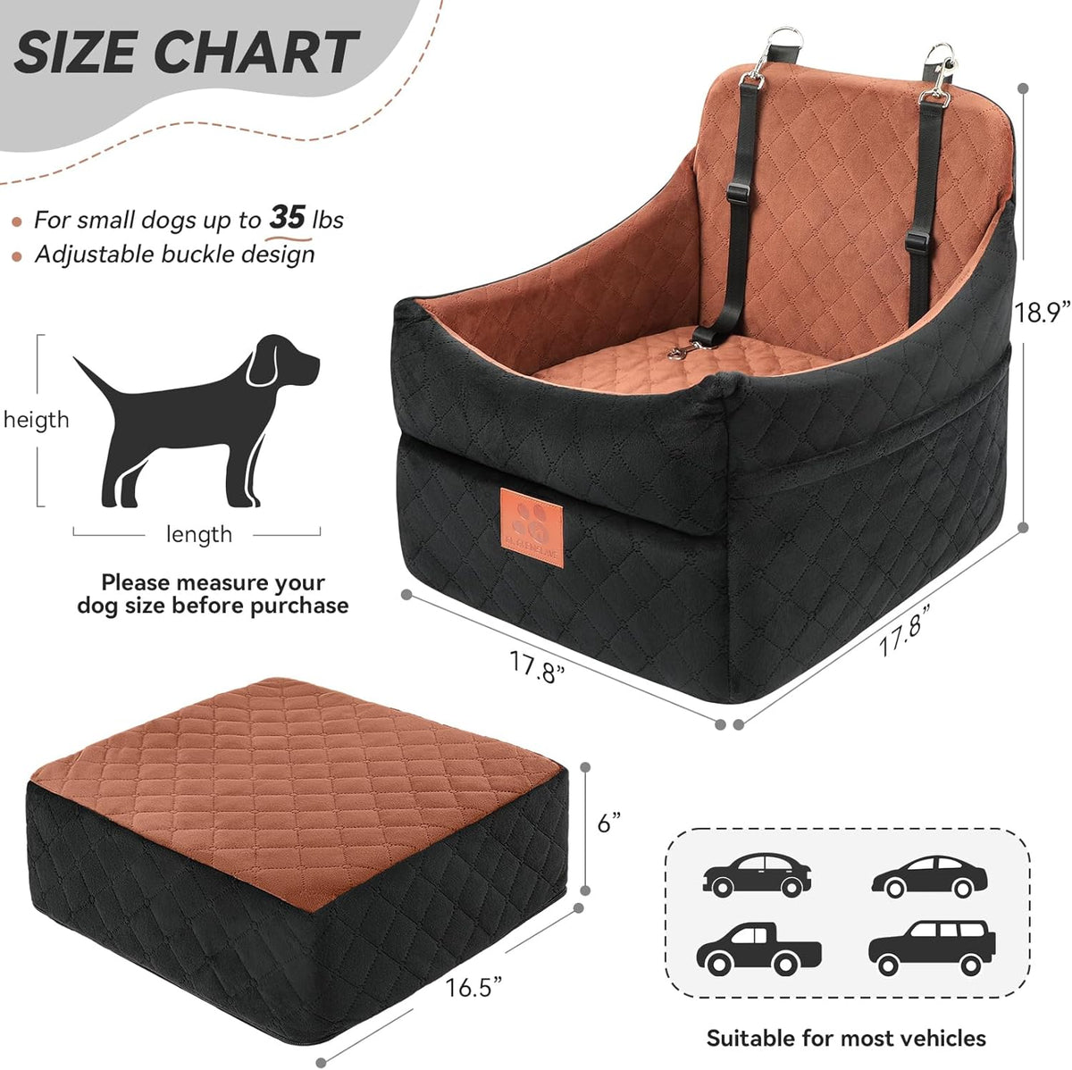 Dog Car Seat for Small/Medium Dogs, Dog Booster Car Seats