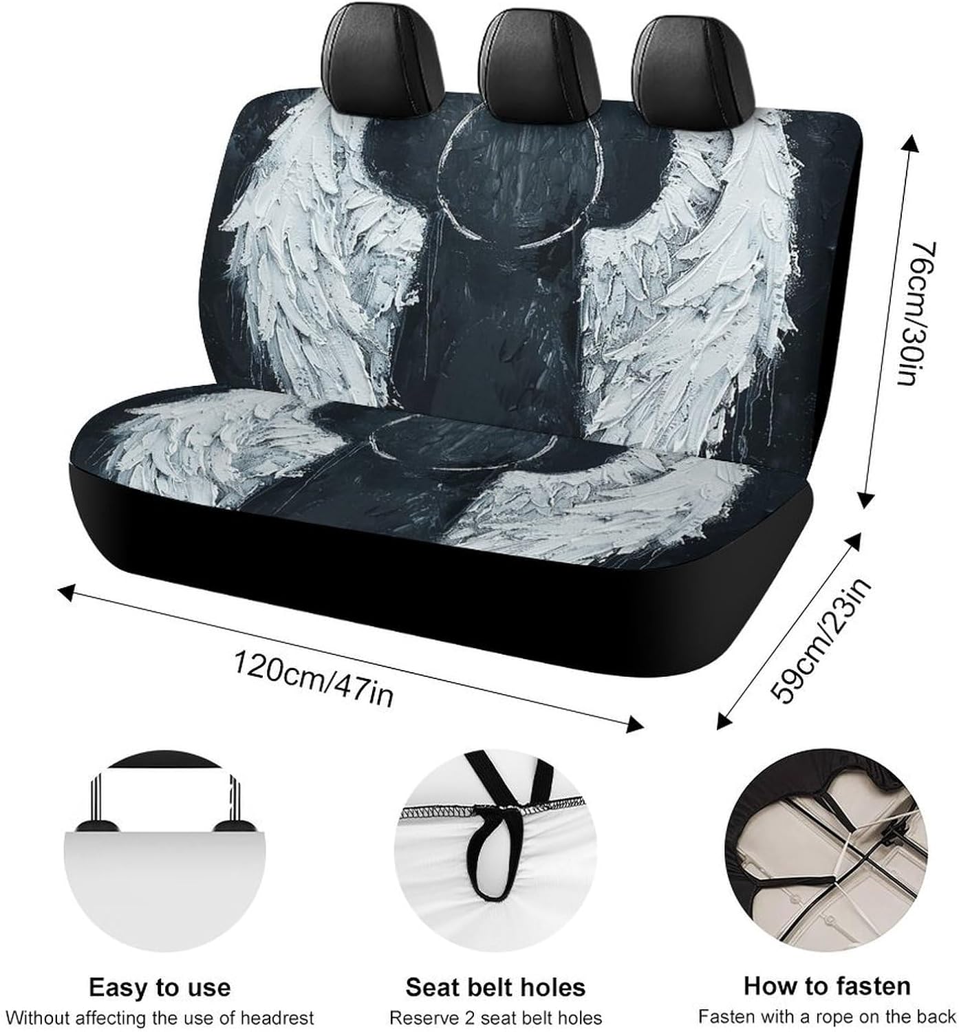 White Angel Wings Dog Car Seat Covers Waterproof Truck Back