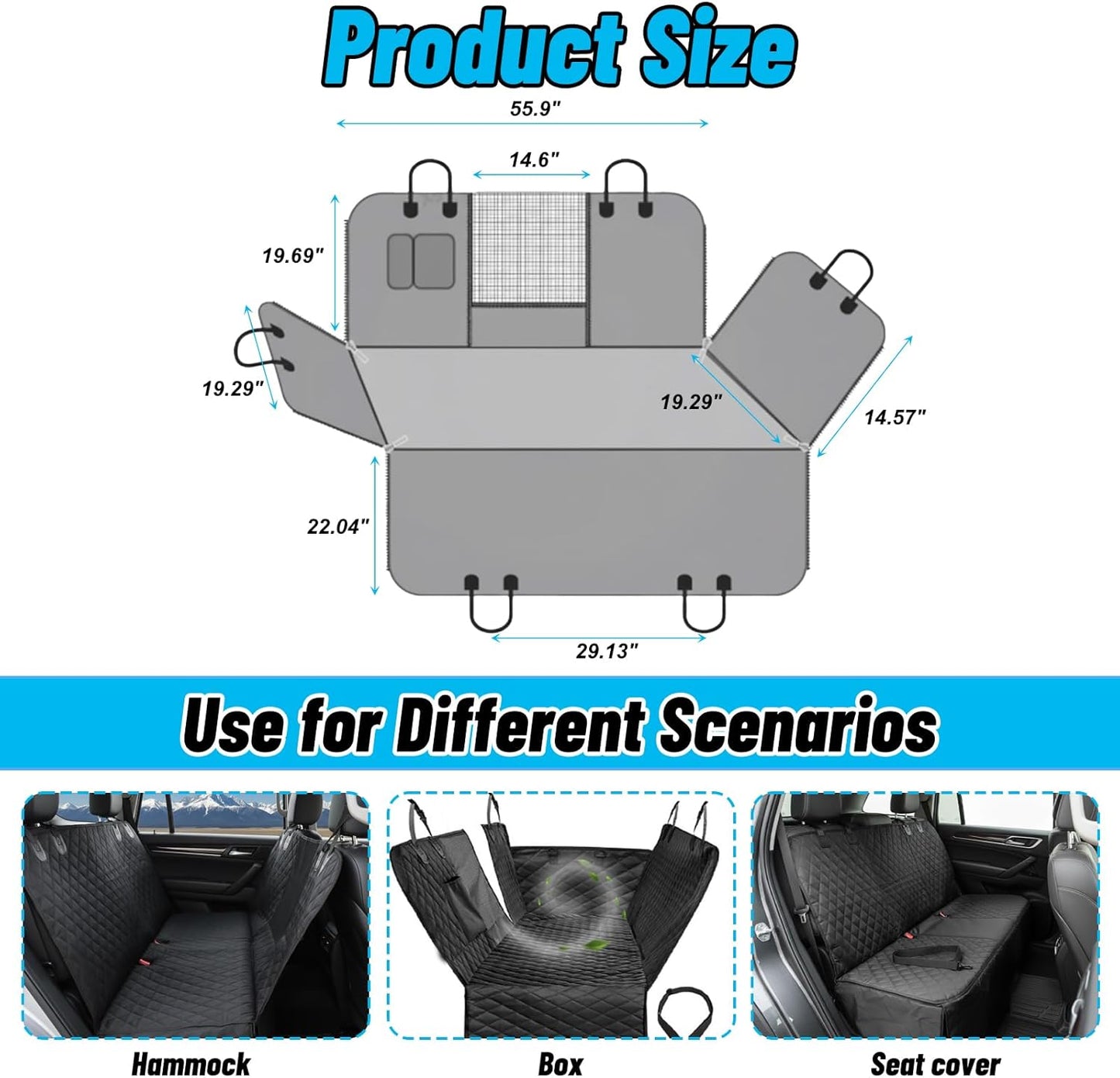 Dog Car Seat Cover for Back Seat with Mesh Window