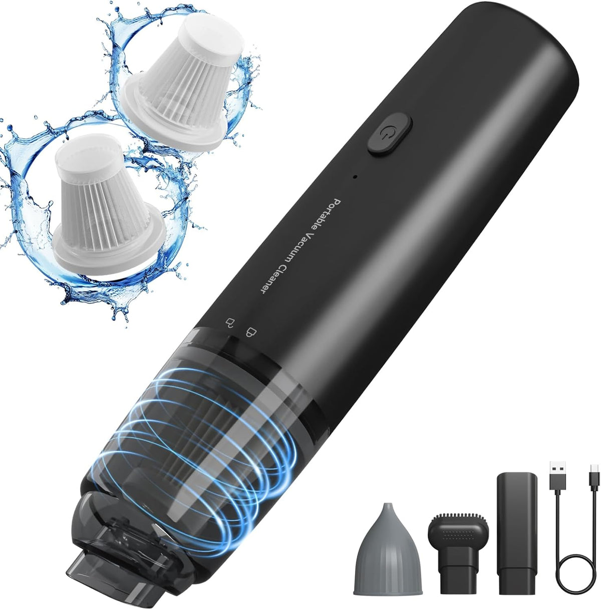 Handheld Vacuum Cordless, Car Vacuum Portable with 2 Suction Modes, Blow & Suction 2-in-1, Mini Vacuum Cleaner Rechargeable for Car, Home, Pet Hair, Office, Desk, Keyboards (Black)