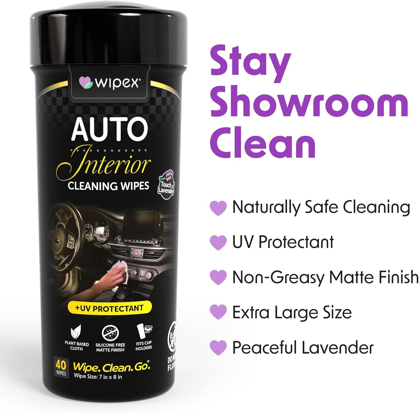 Auto Interior Car Cleaning Wipes - Plant Based Car Wipes