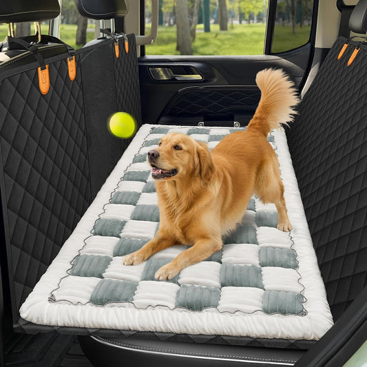 Backseat Pet Bed Mat, Non-Slip Plaid Dog Bed for Car Back