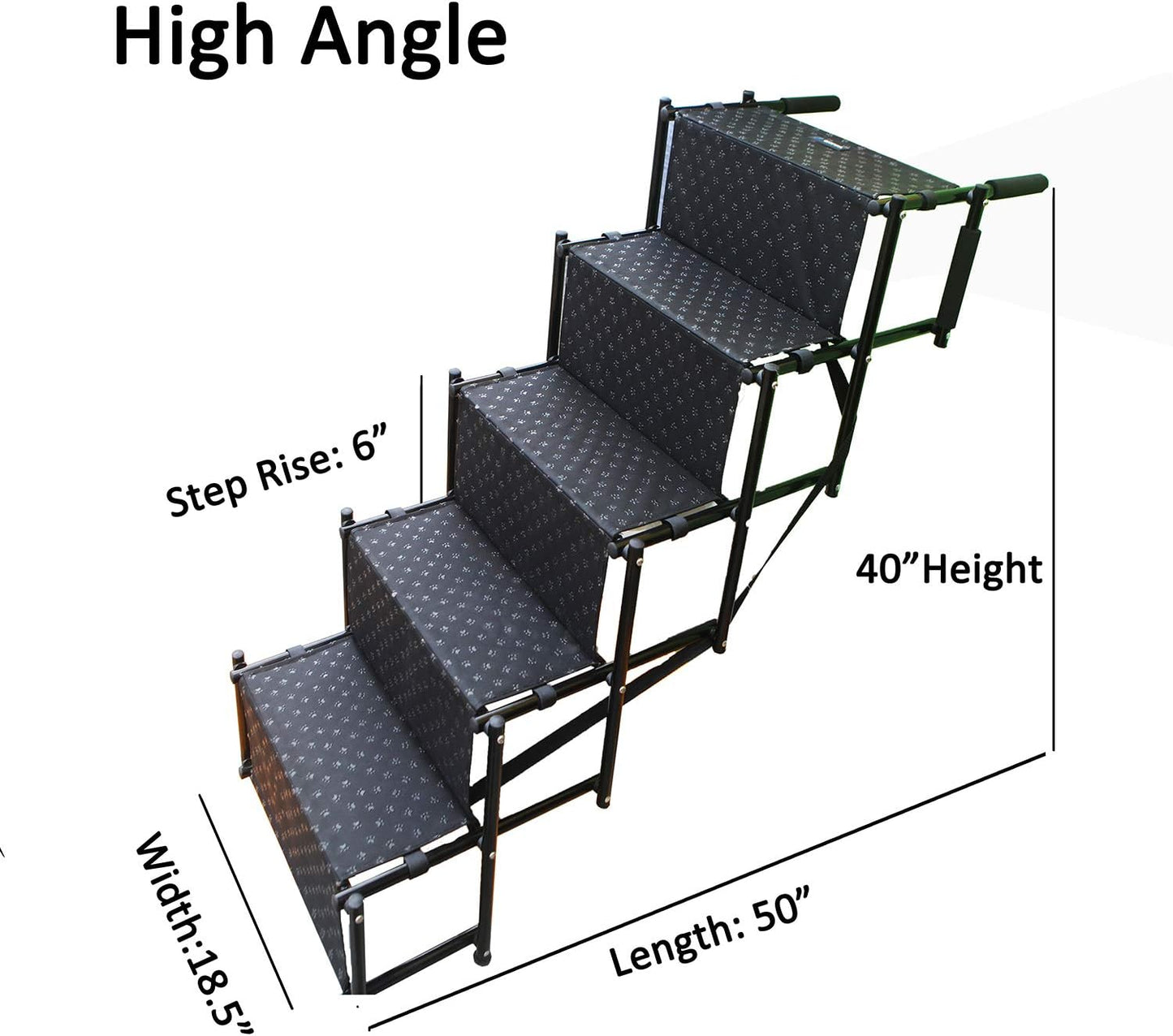 Upgraded Dog Stairs, Metal Frame Foldable Large Dog Step