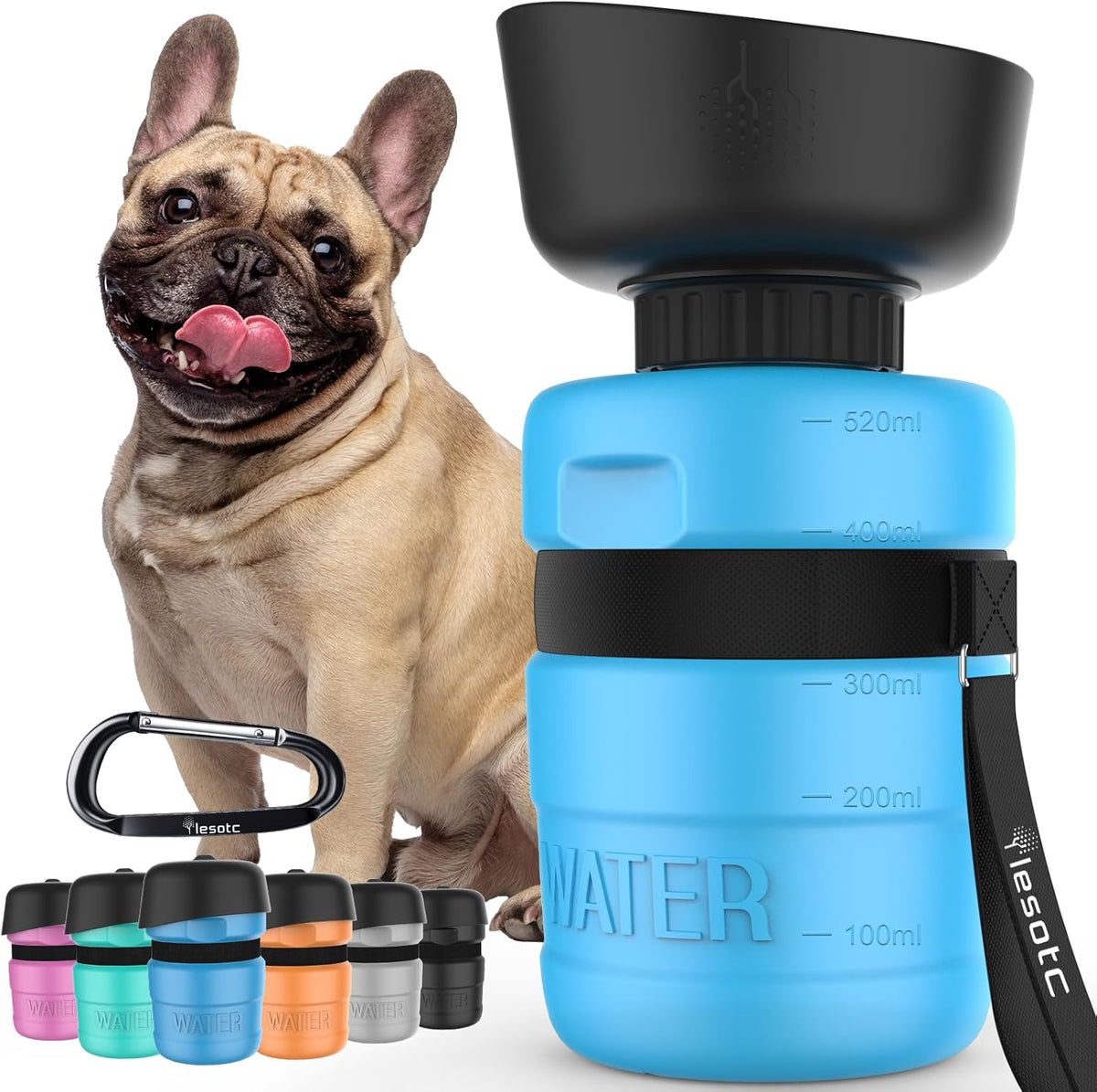 Dog Water Bottle, Portable Water Dispenser with Bowl, Leak