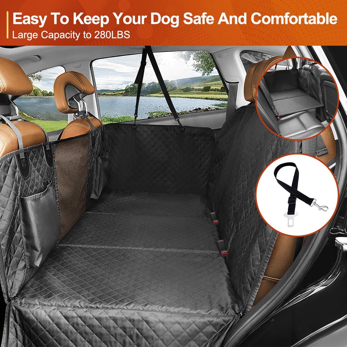 Dog Car Seat Cover, Dog Hammock for Car Backseat, Non