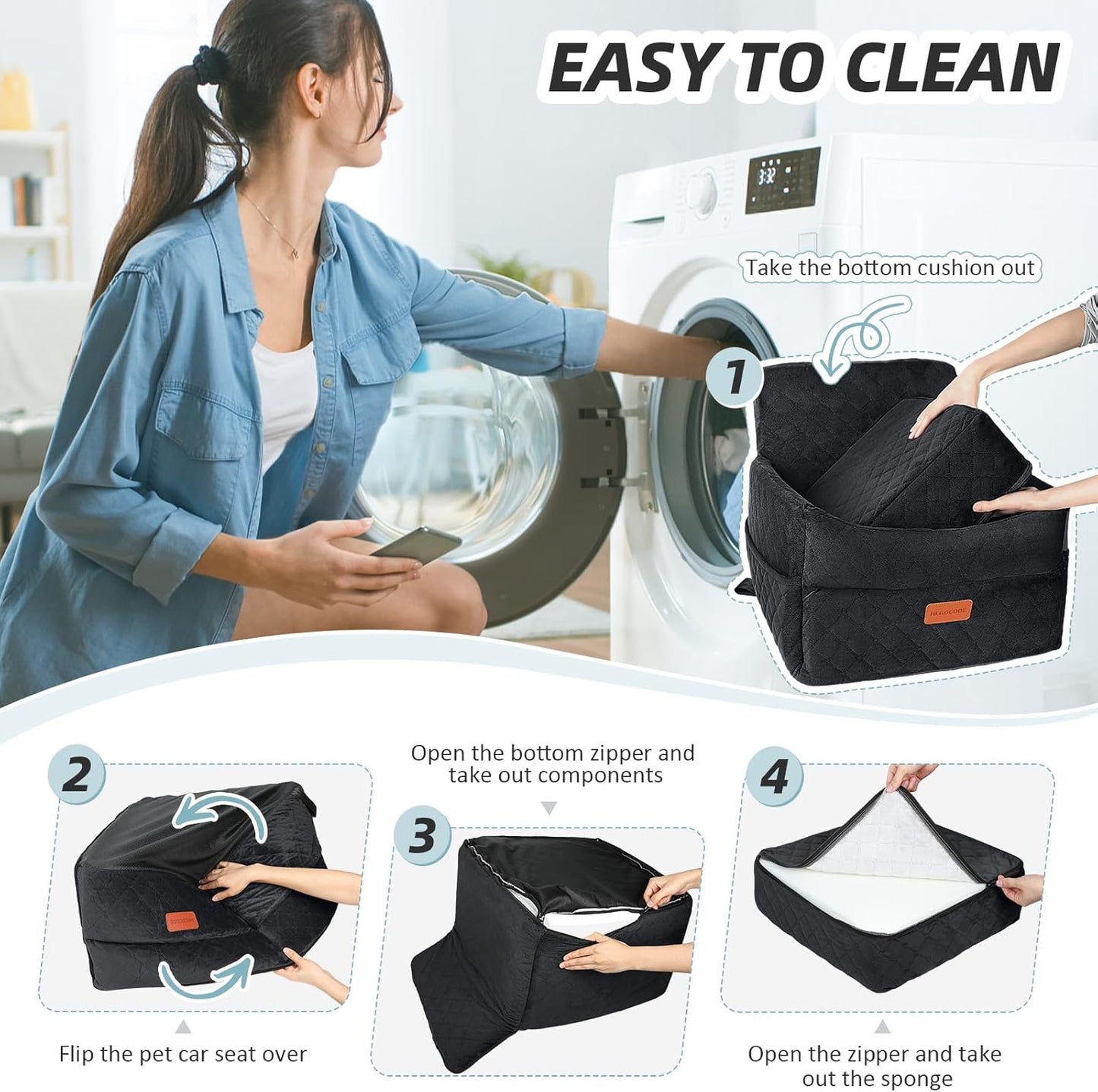 Small Dog Car Seat, Memory Foam Dog Booster Car Seats with