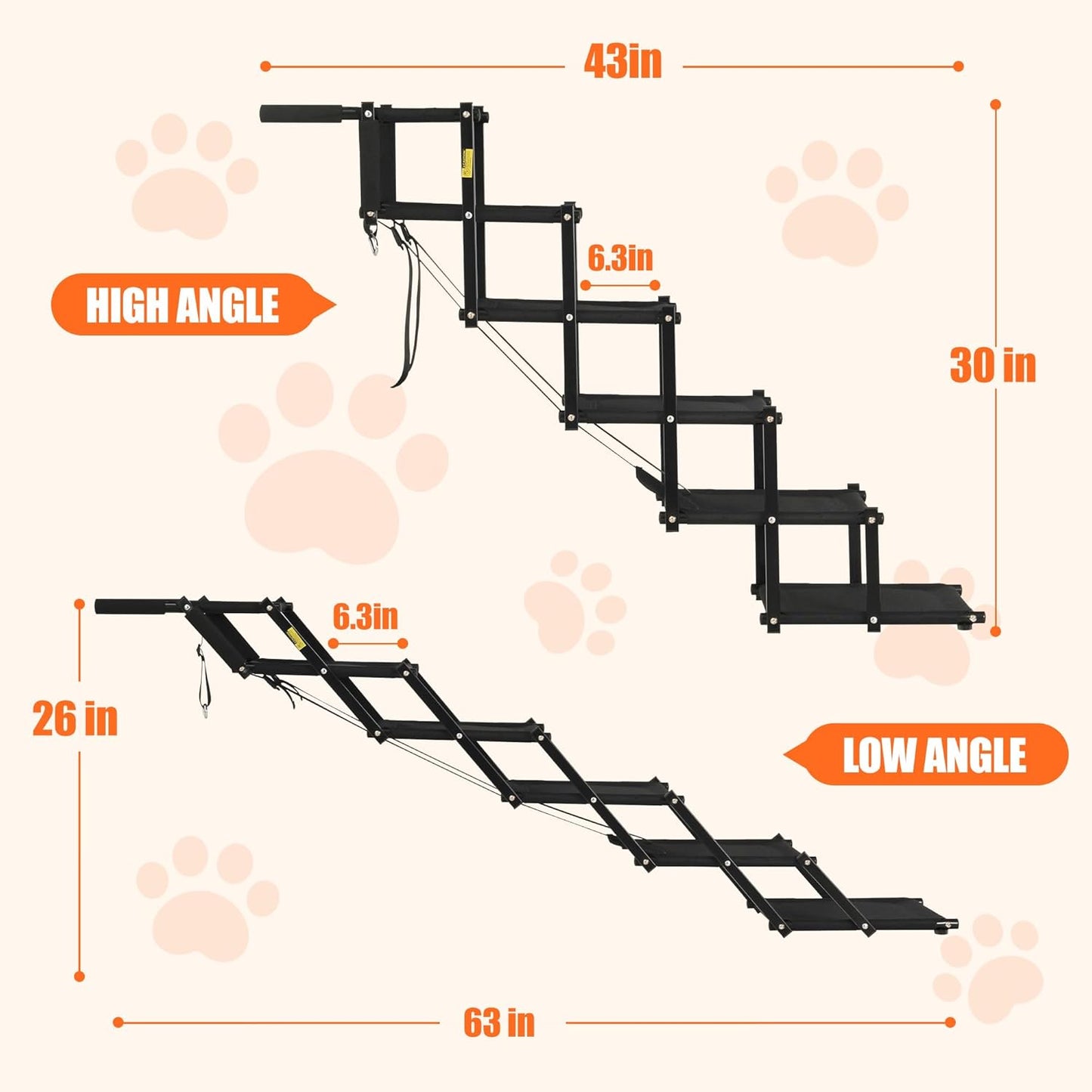 Dog Stairs for Large Dogs, Heavy Duty Foldable Dog Steps