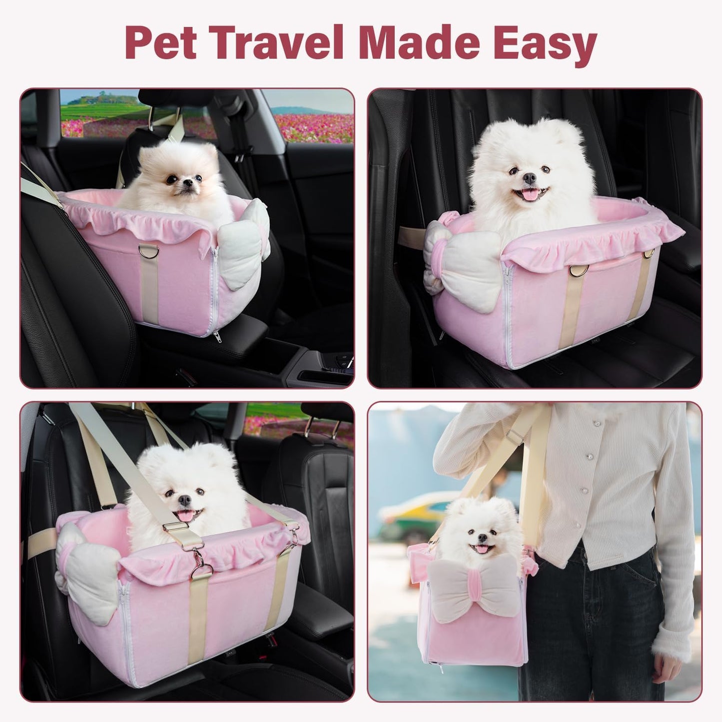 Dog Car Seat for Small Dogs - Fully Detachable with